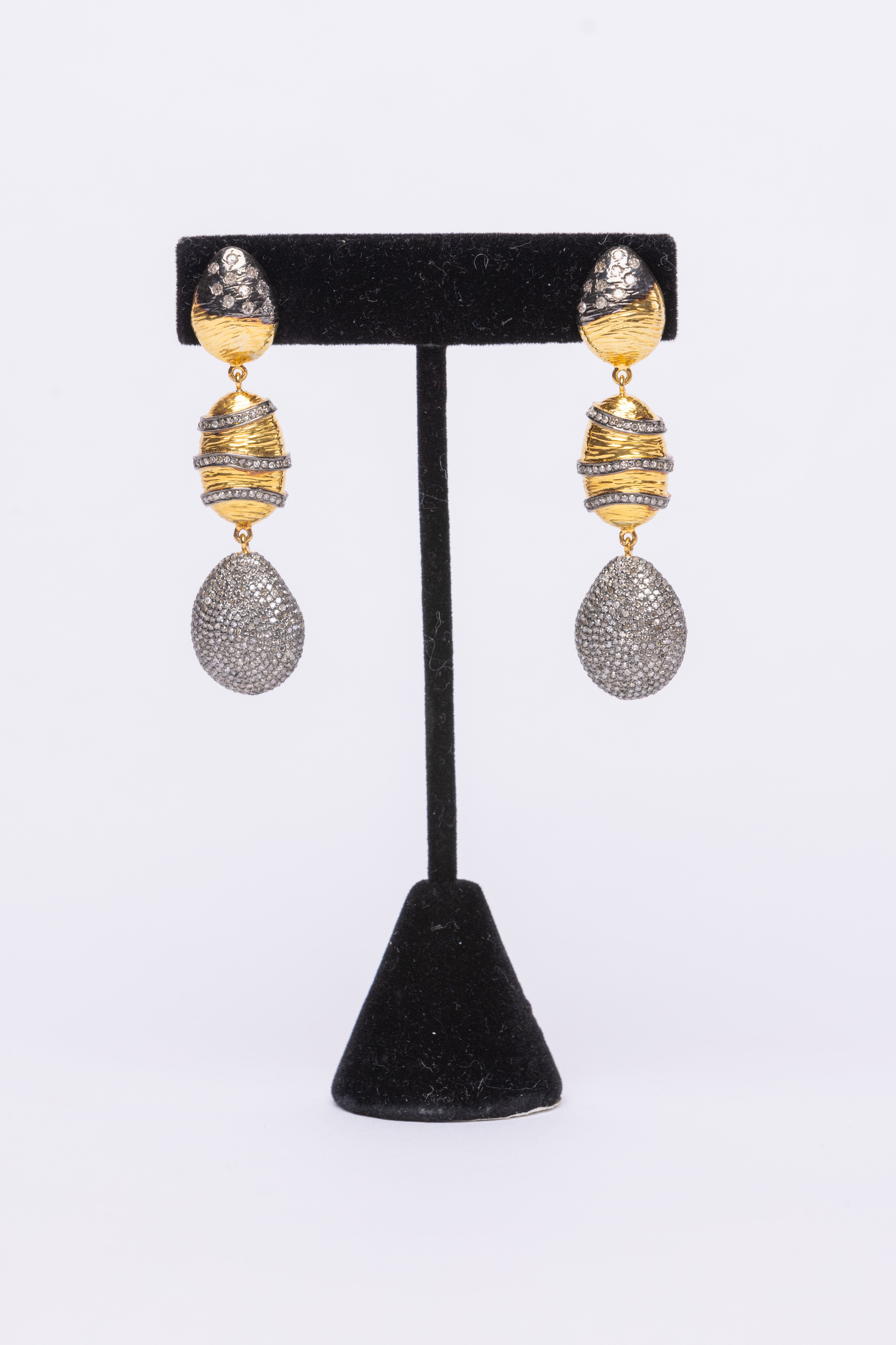 Pave Diamond, Vermeil Earring