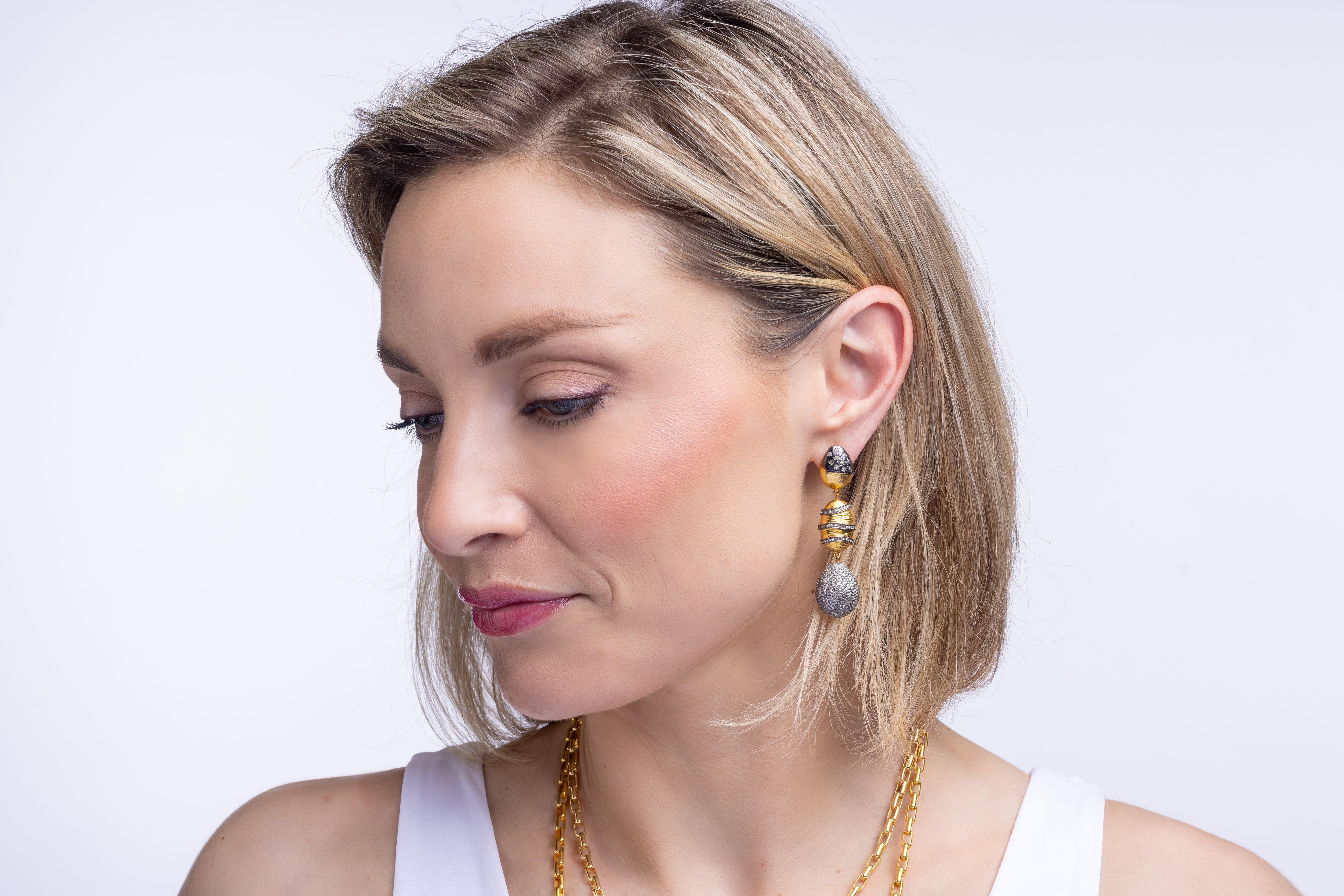 Pave Diamond, Vermeil Earring
