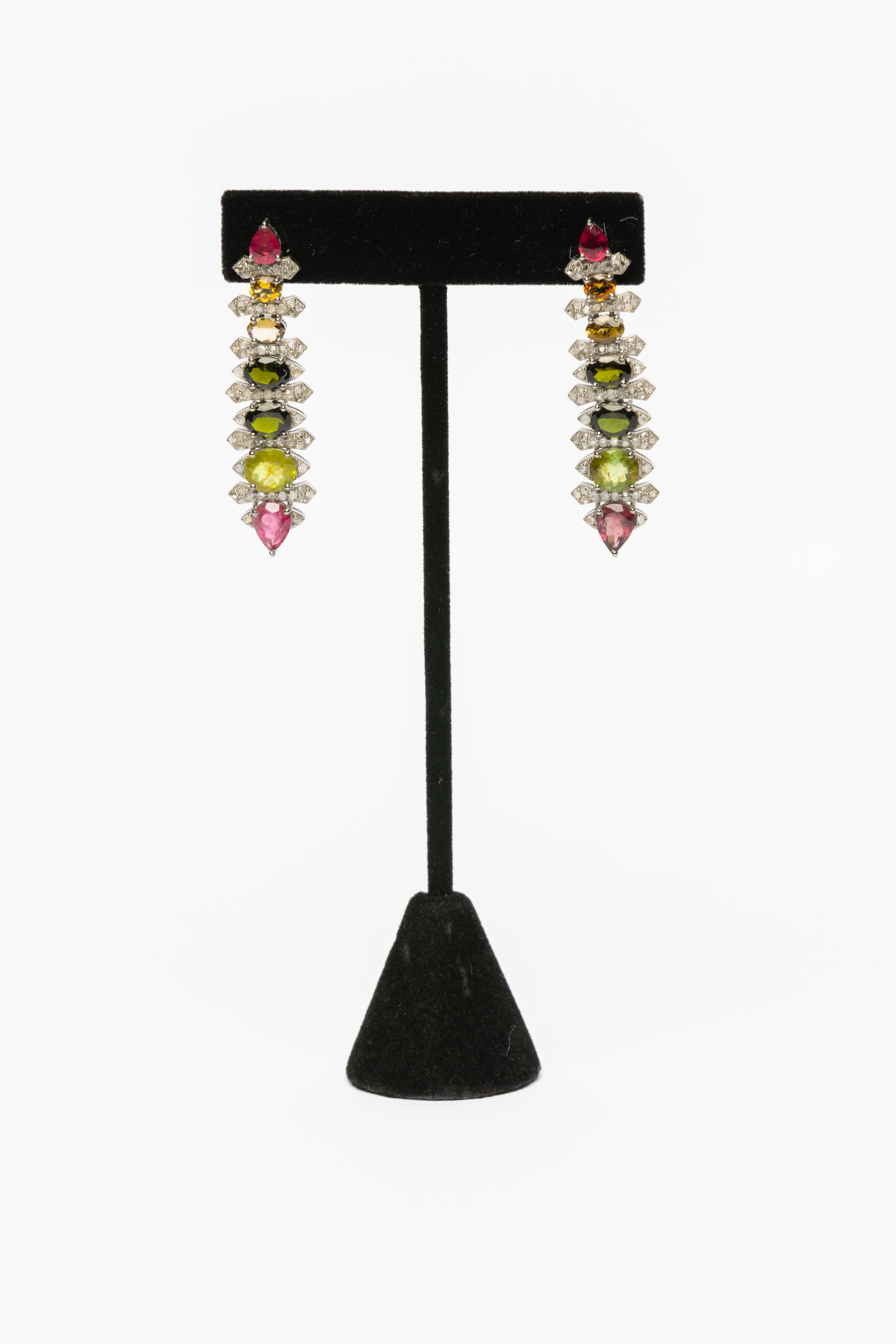 Tourmaline Diamond Earrings