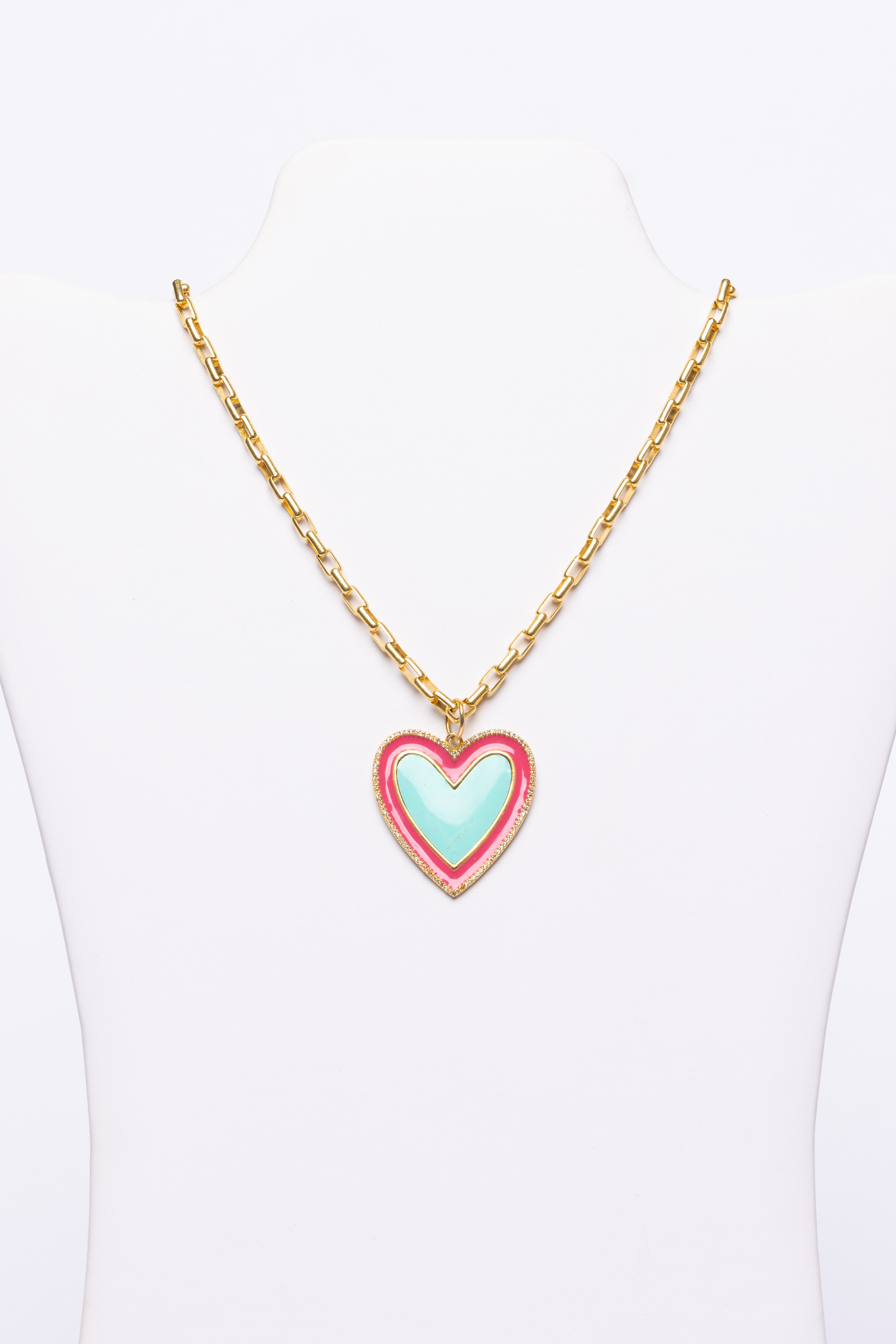 White Topaz, Enamel Necklace