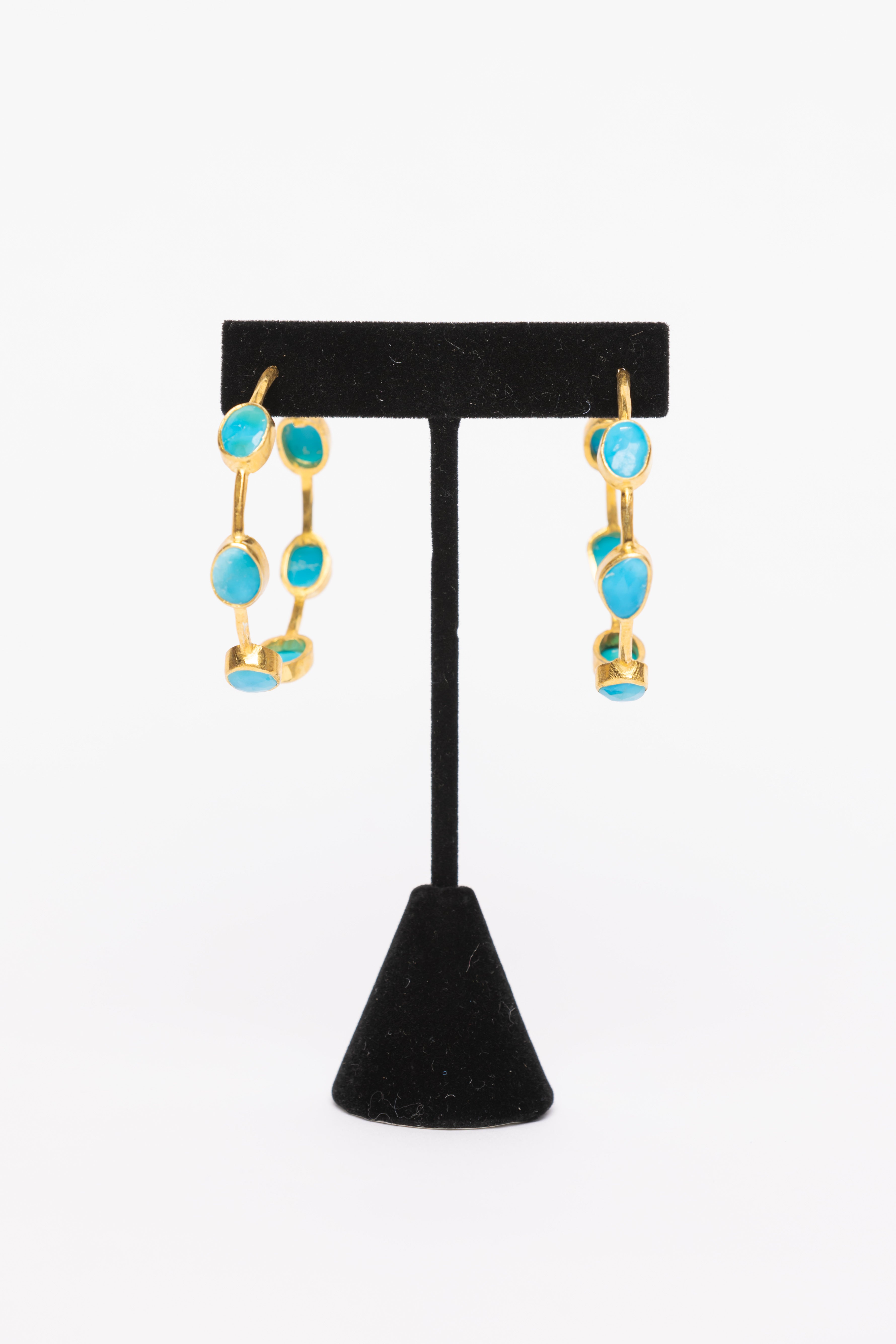 Turquoise, Vermeil Hoop Earrings