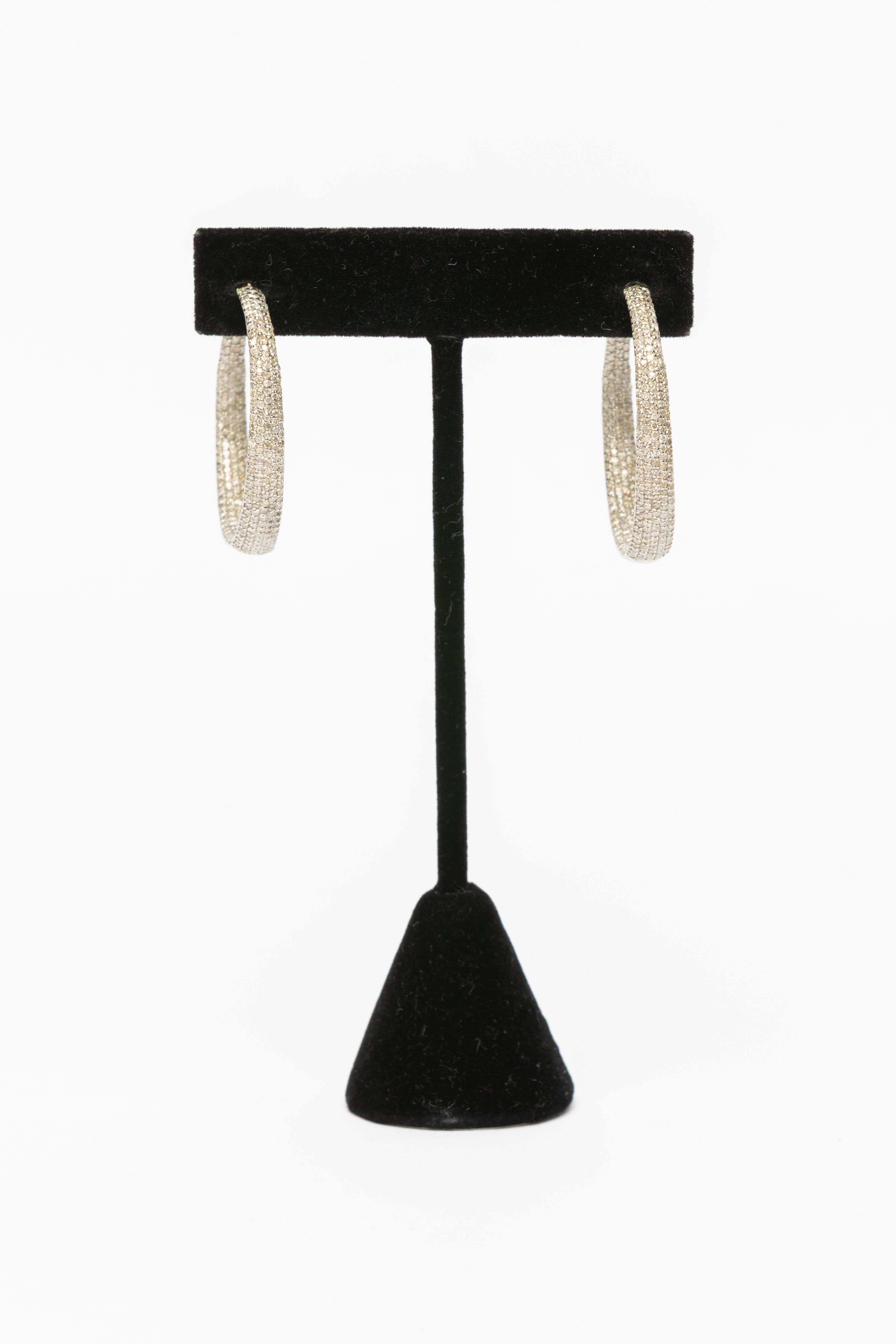 Pave Diamond Hoop Earrings
