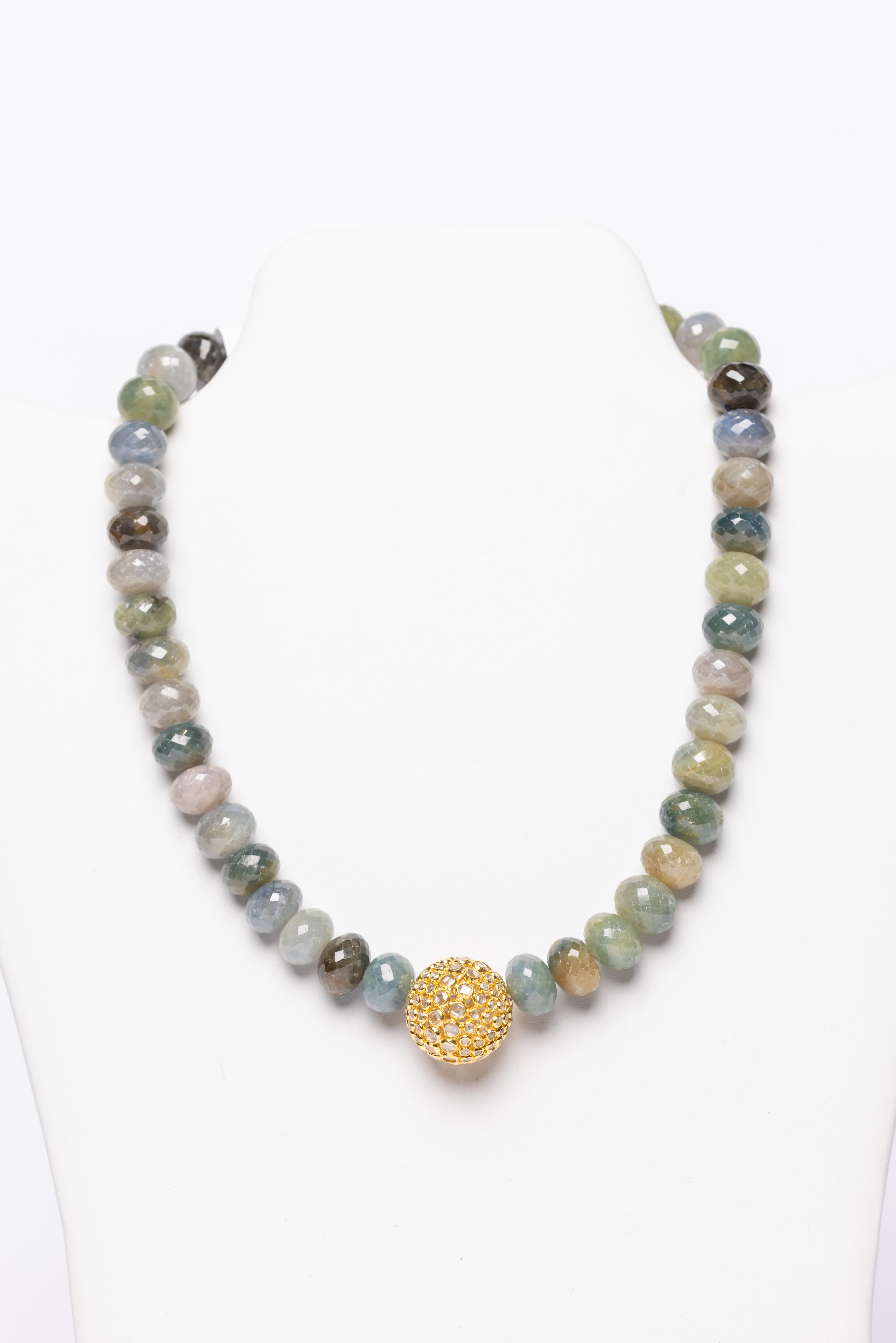 Sapphire, Rock Crystal , Vermeil Necklace
