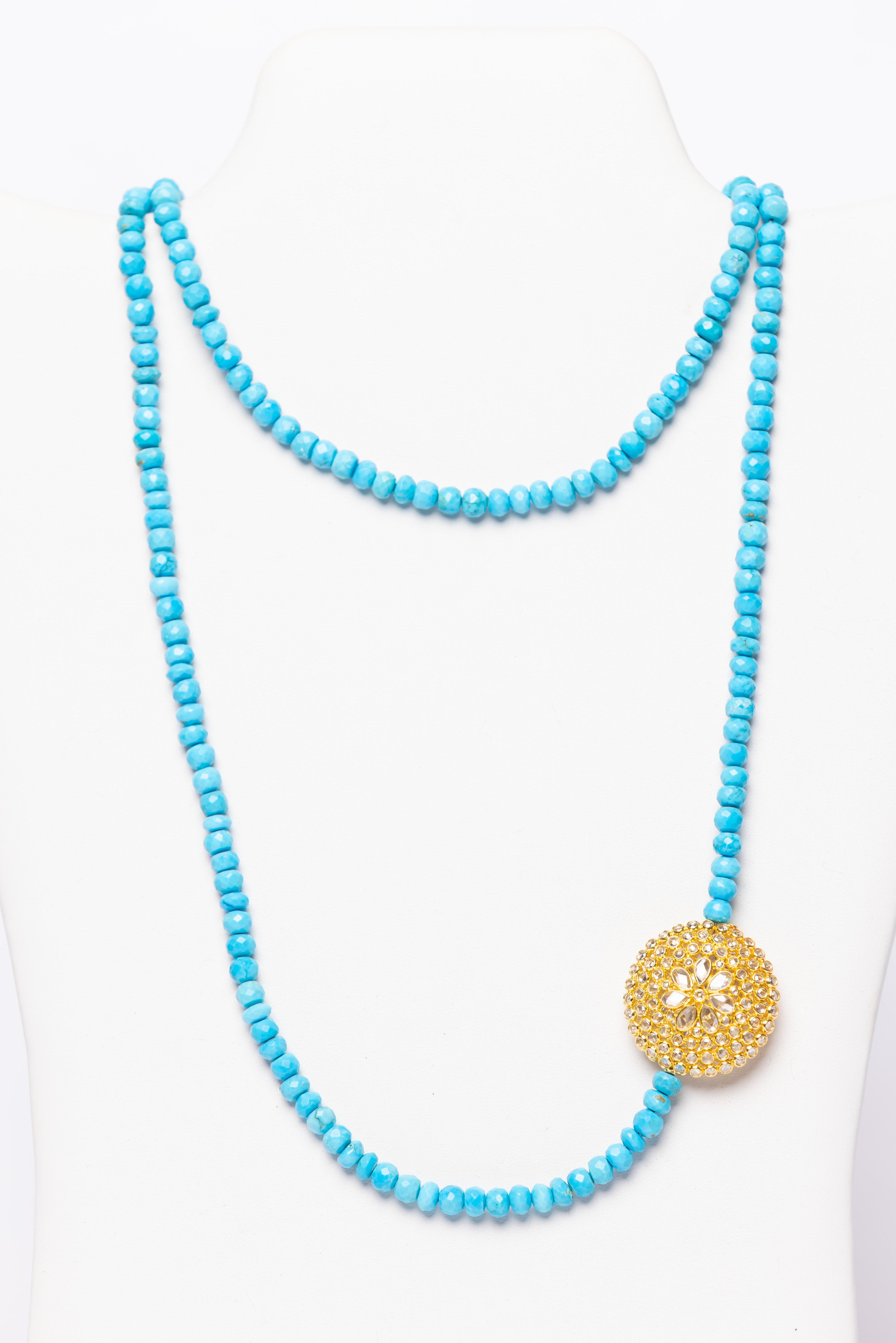 Turquoise, Vermeil, Rock Crystal Necklace