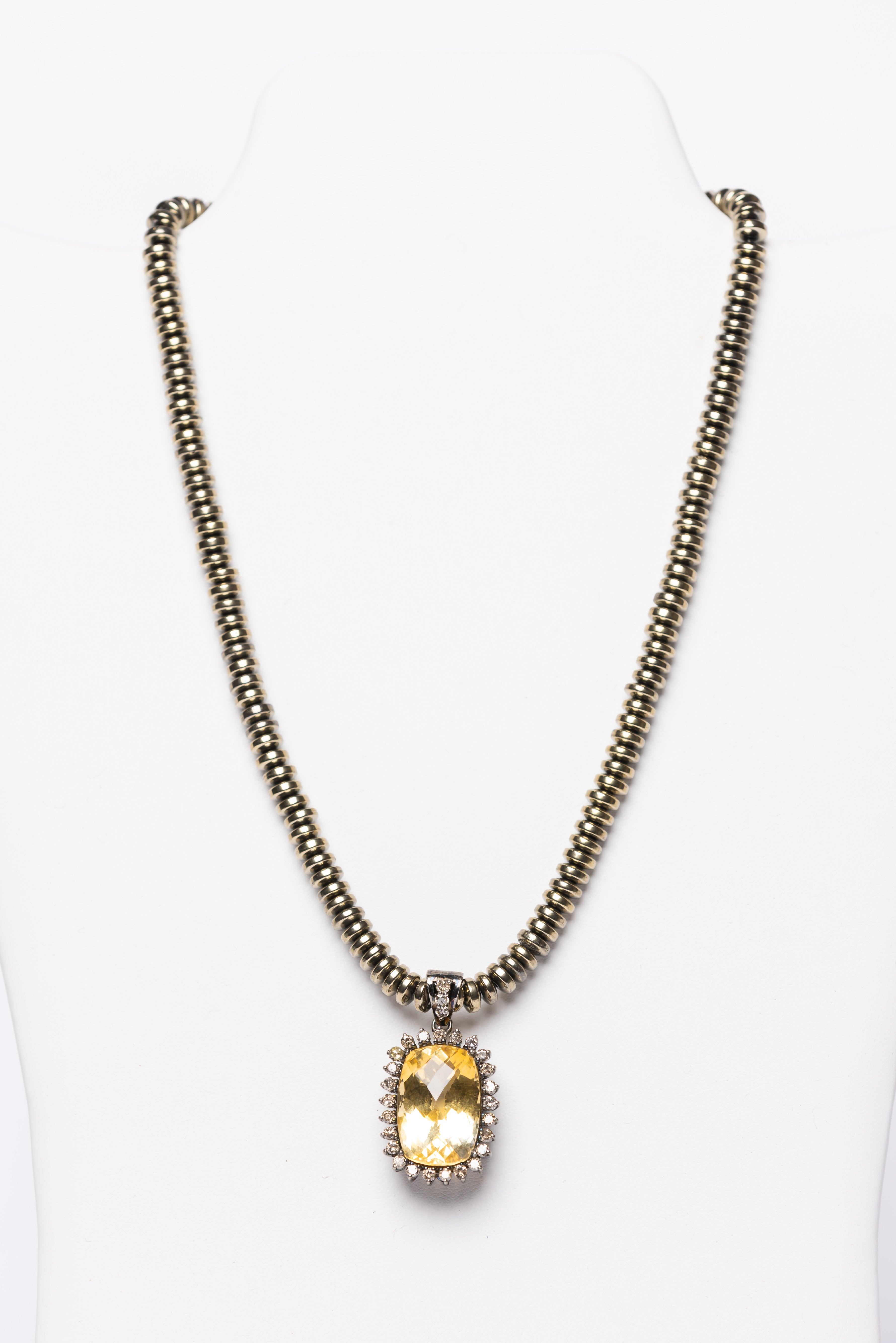 Citrine, Diamond, Pyrite Neckalce