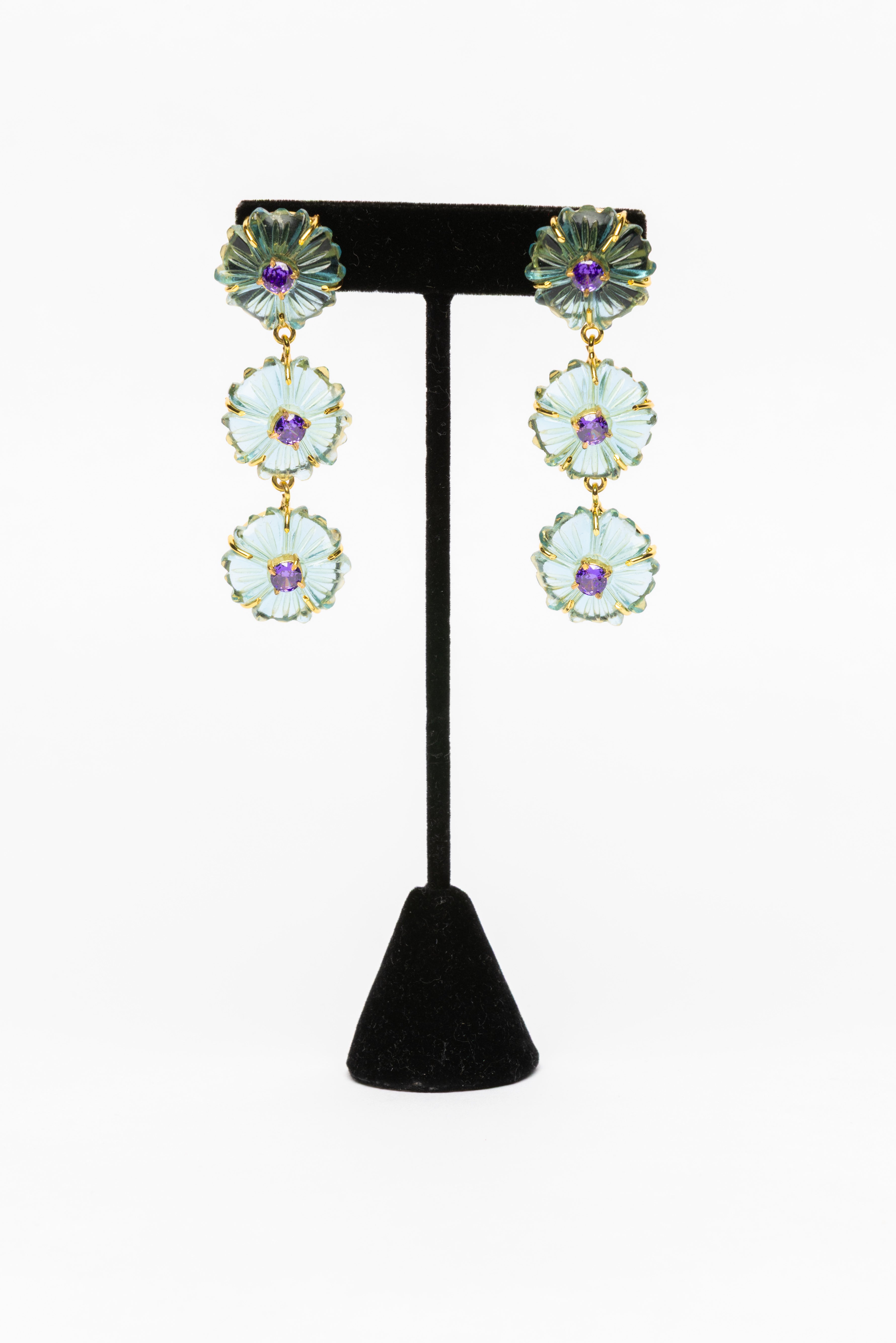 Aqua quartz and Amethyst Earrings