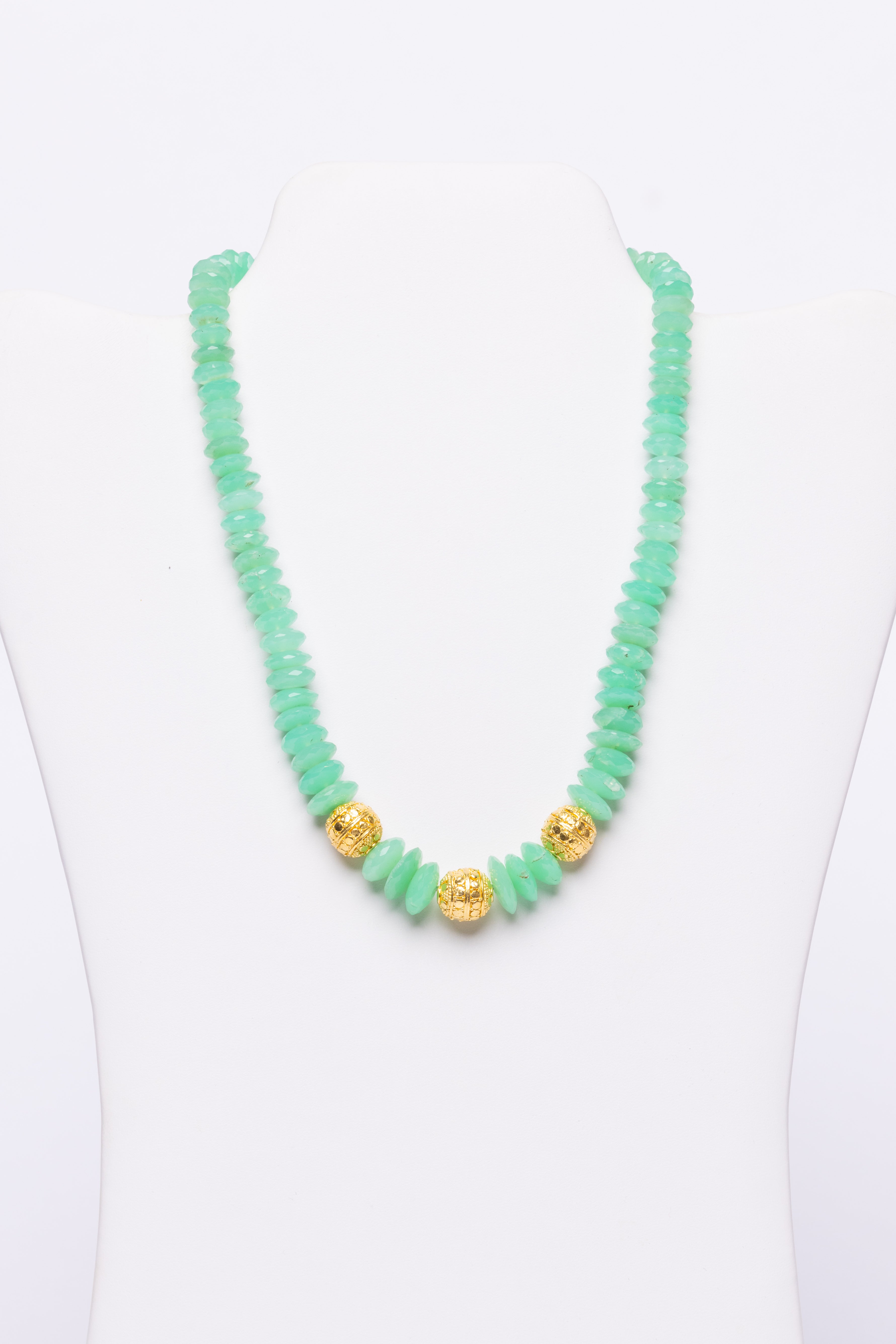 Faceted Chrysophrase, Vermeil Necklace