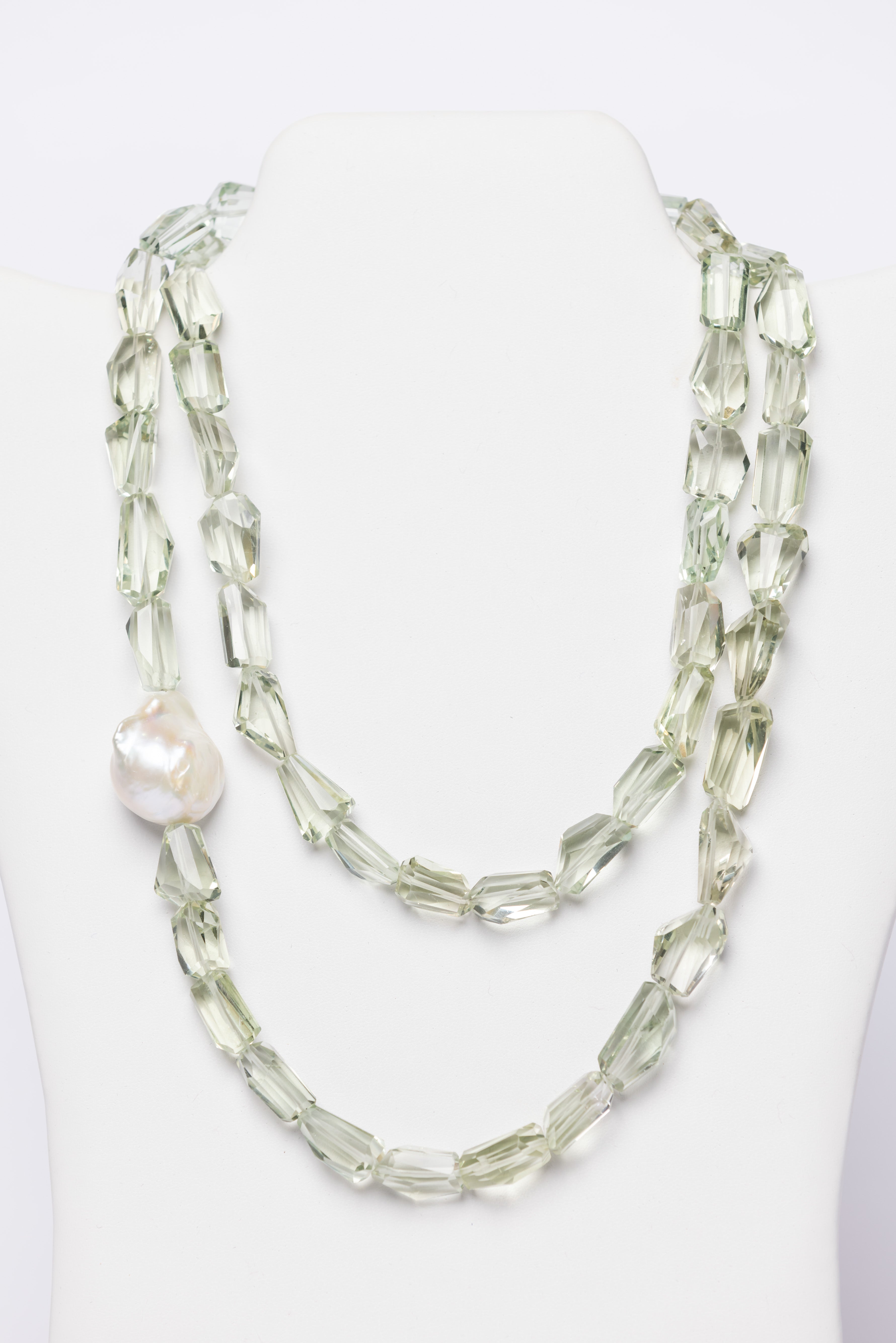 Green Amethyst Pearl Neckace