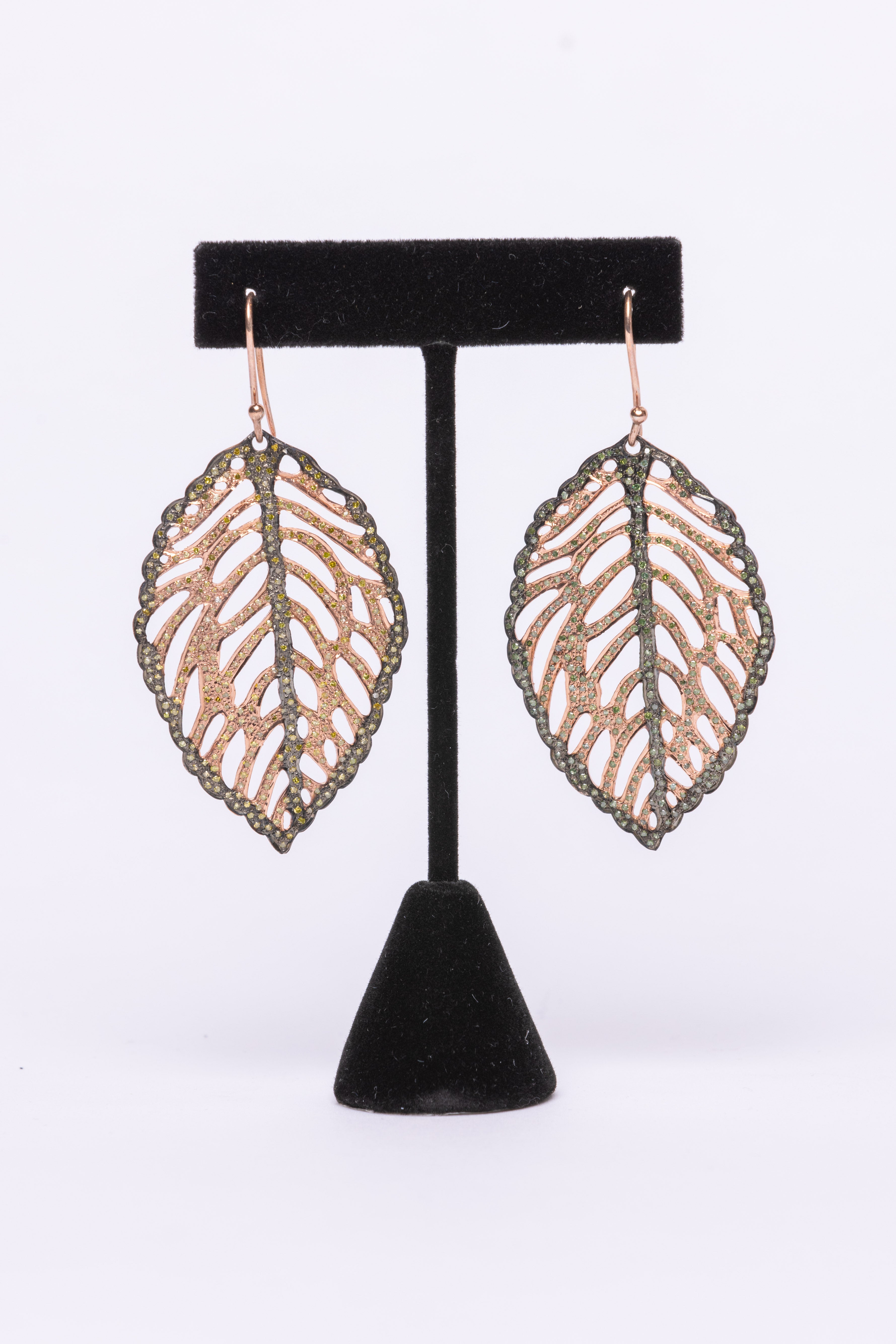 Rose Gold, Diamond Leaf Earring