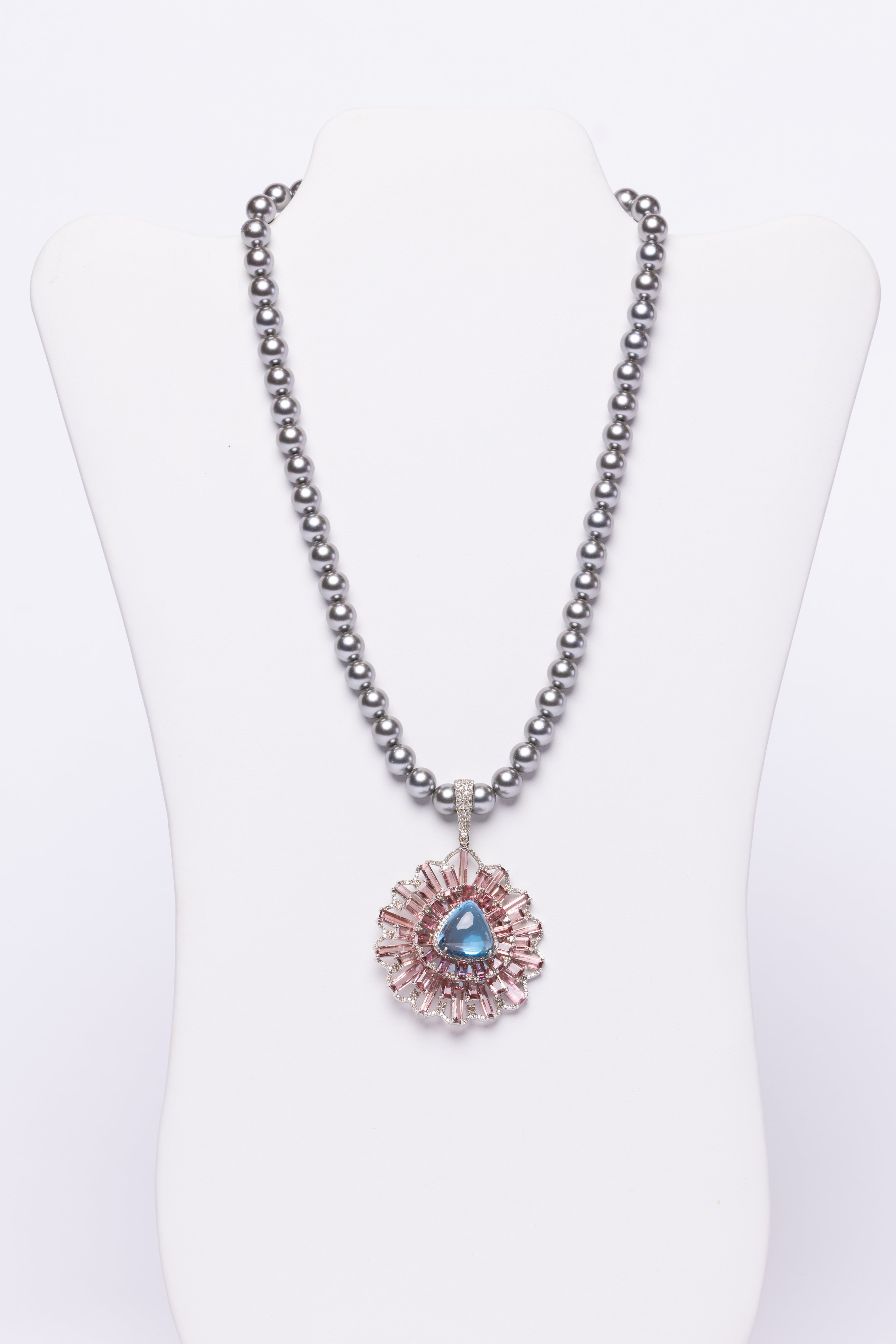 Tourmaline, Diamond, Pearl Necklace