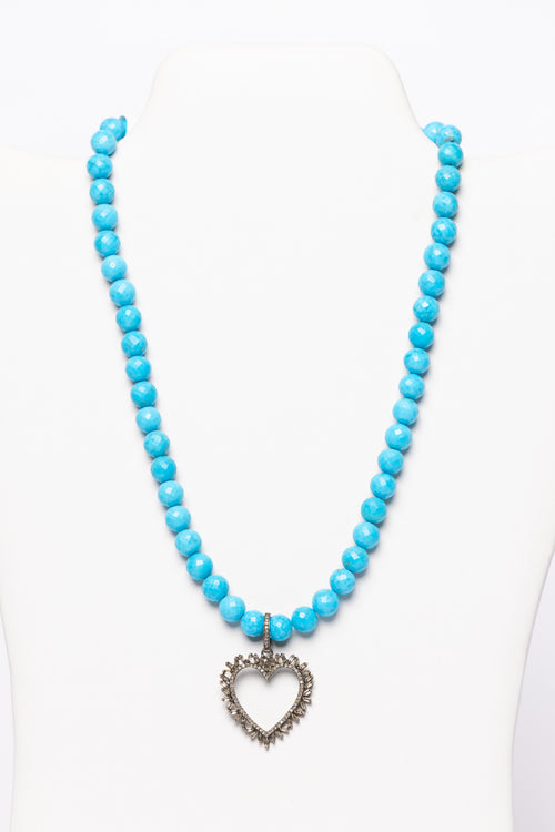 Pave  Diamond, Turquoise Necklace