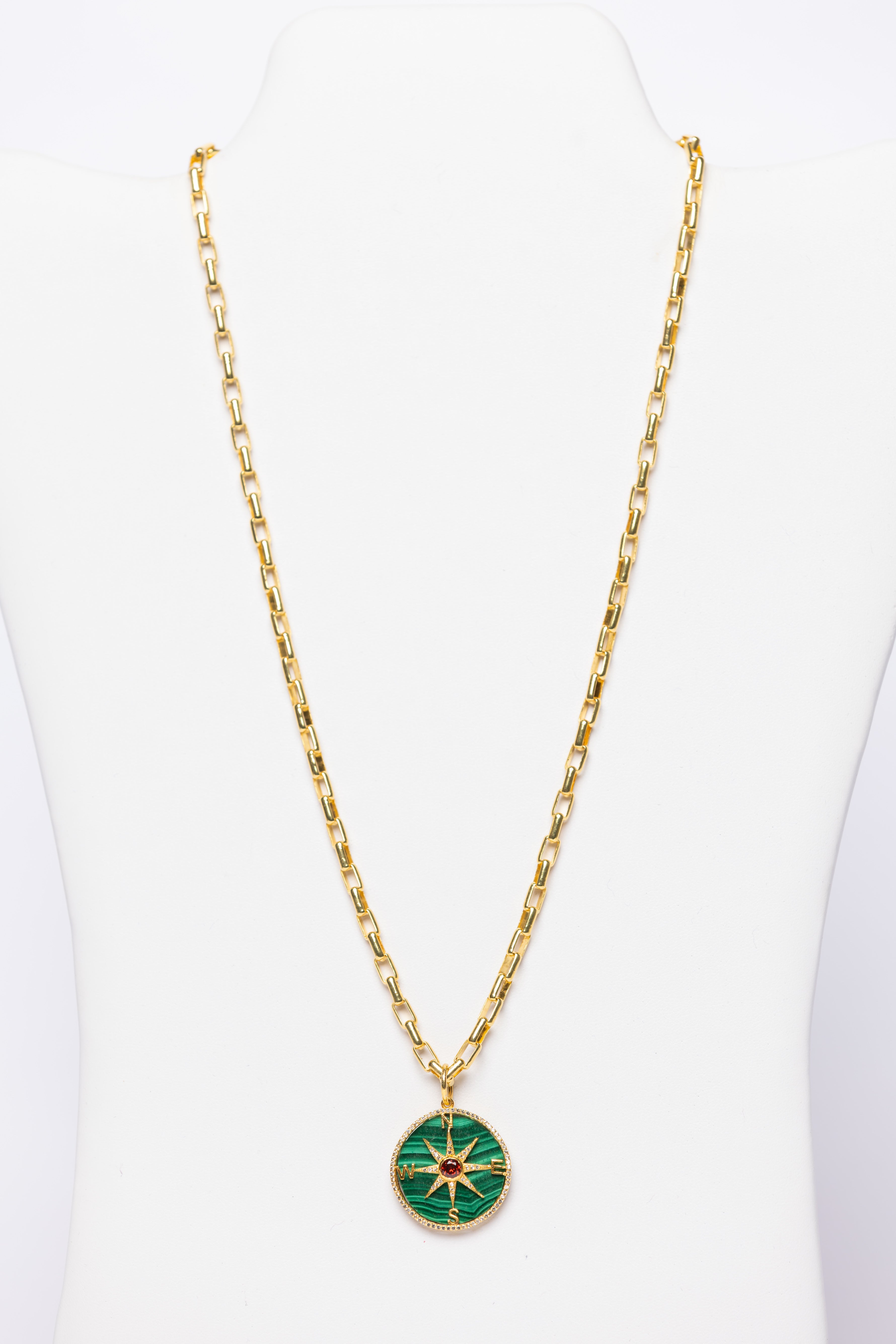 Malachite, Garnet, Vermeil Necklace