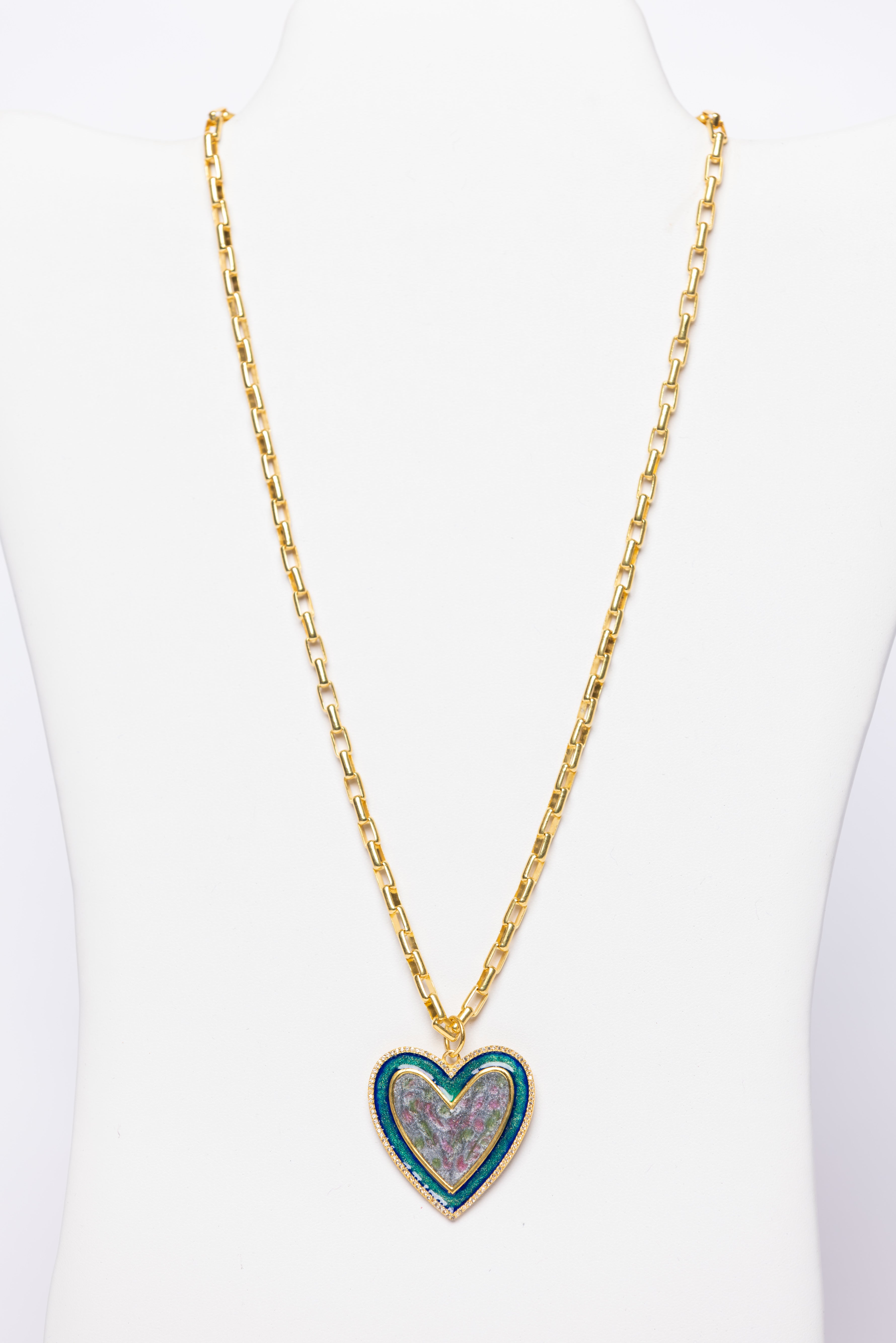 White Topaz, Enamel Necklace