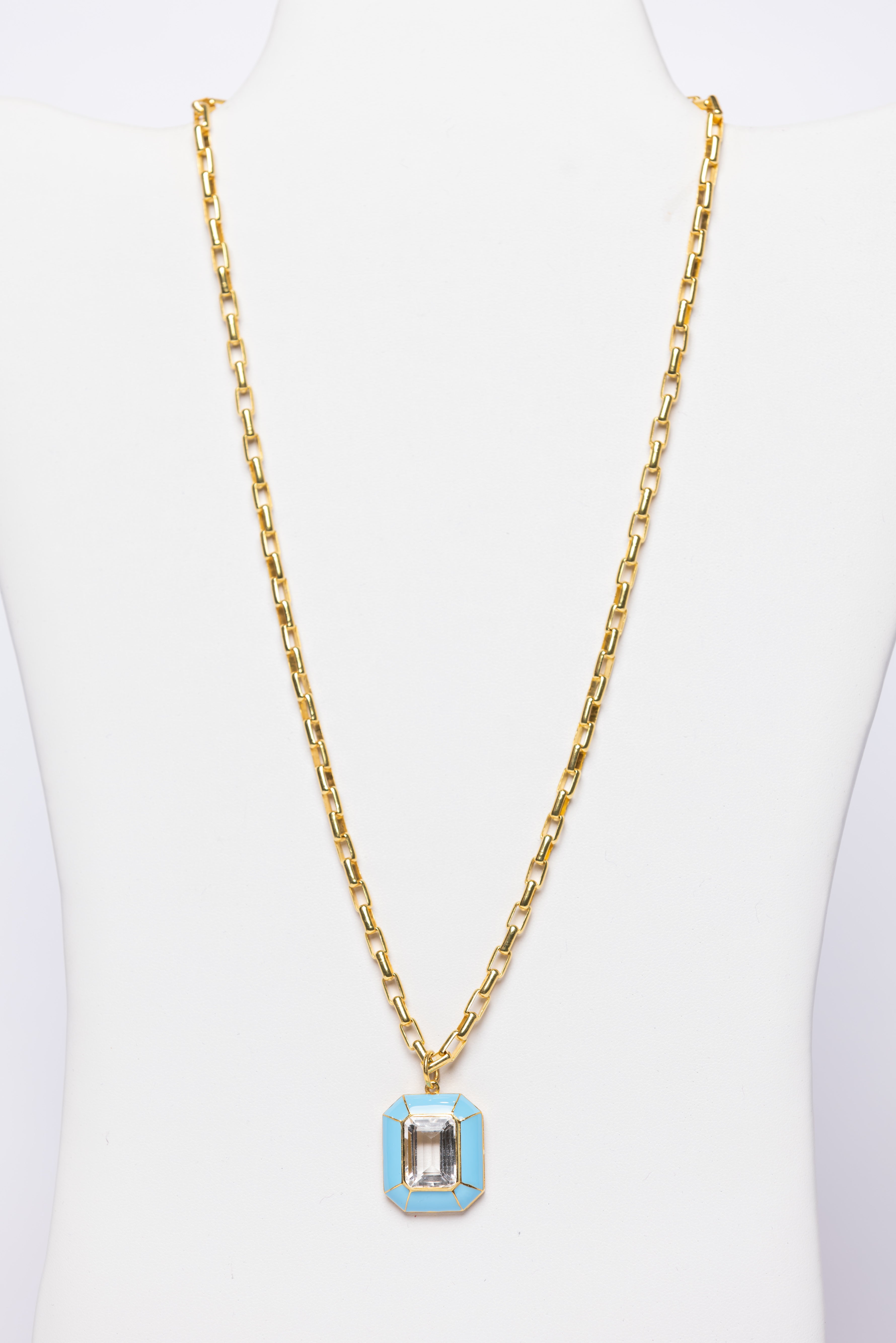 Aquamarine, Enamel, Vermeil Necklace