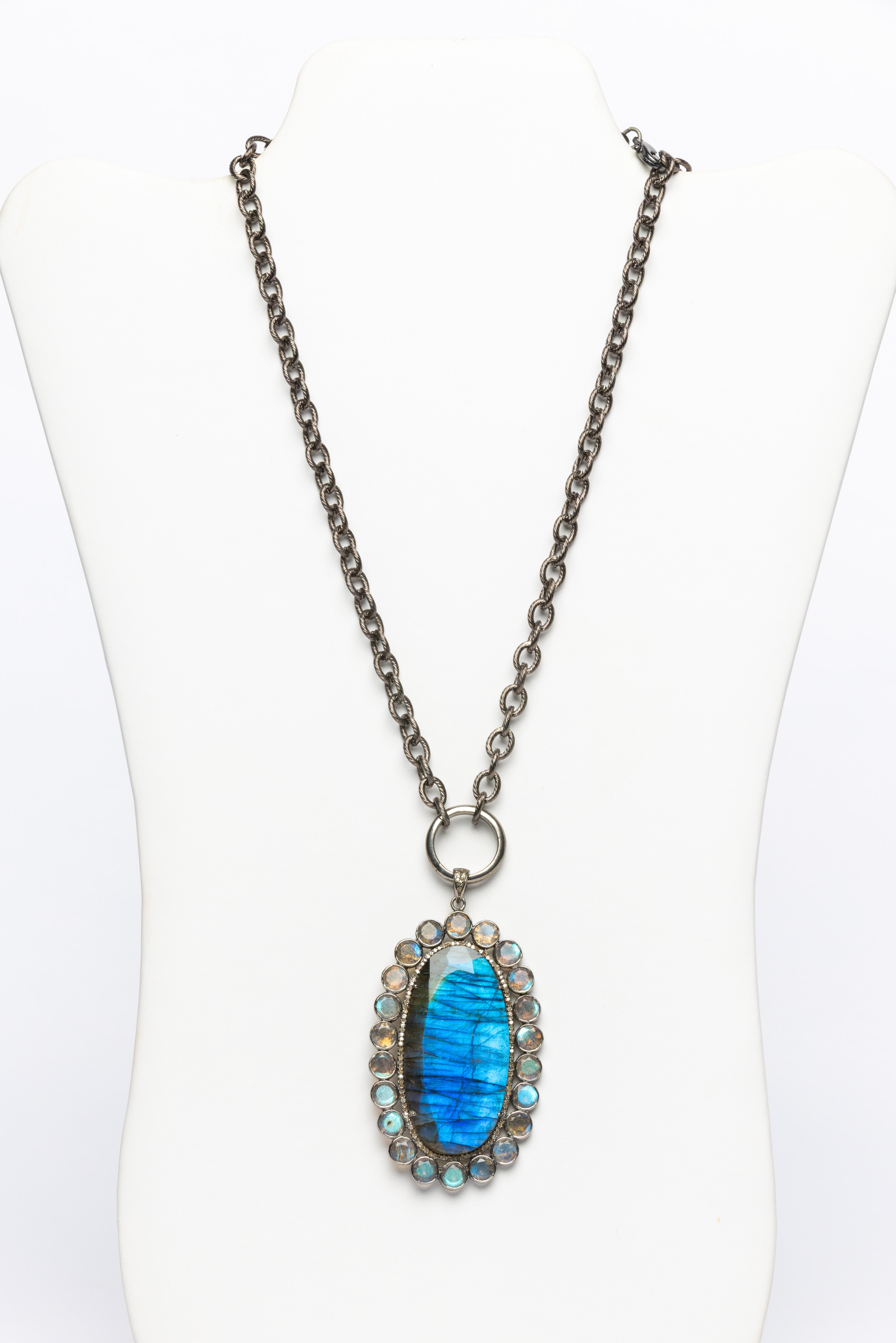 Labradorite and Diamond Pendant
