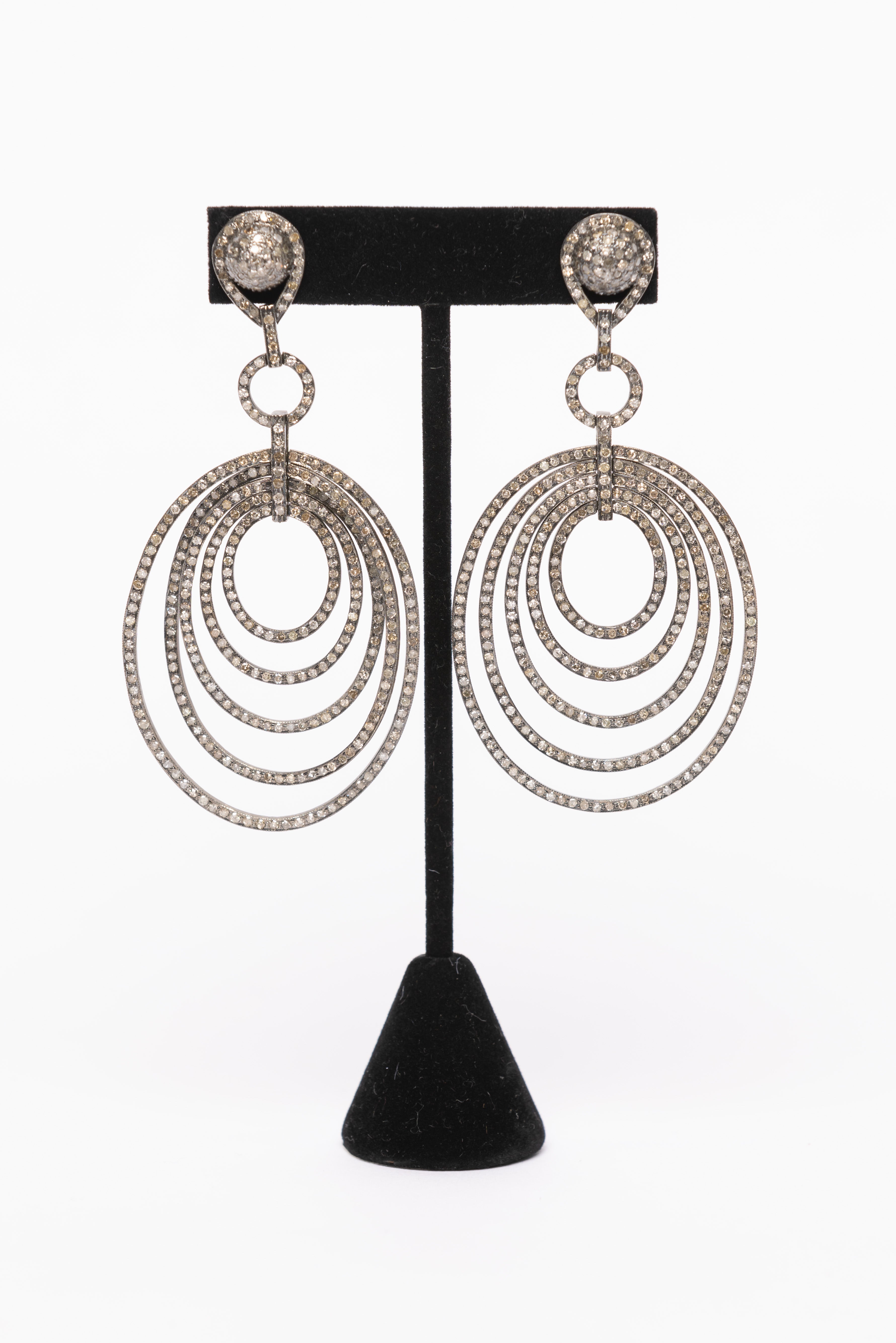 Pave Diamond Loop Earrings