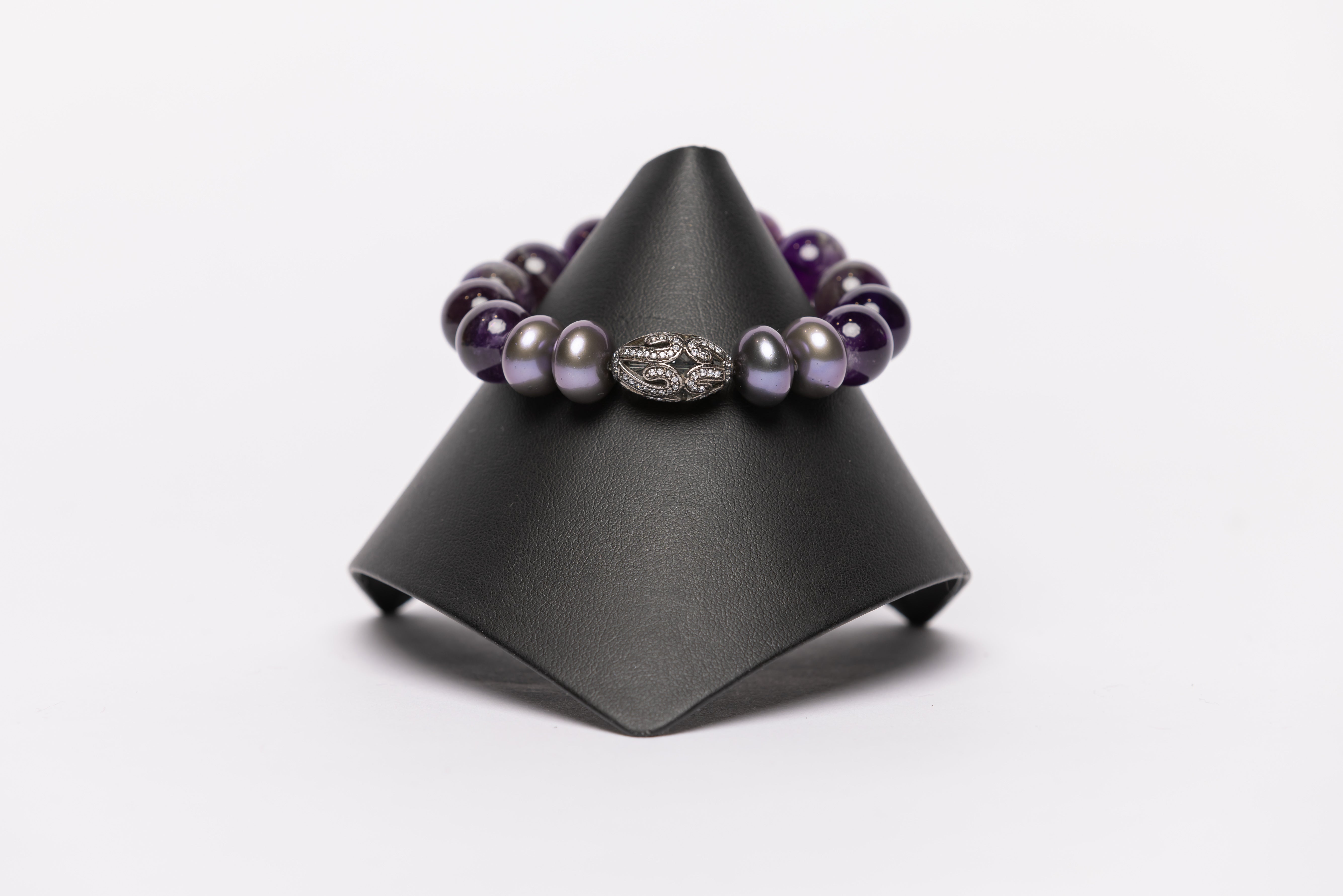 Amethyst, White Topaz Stretch Bracelet
