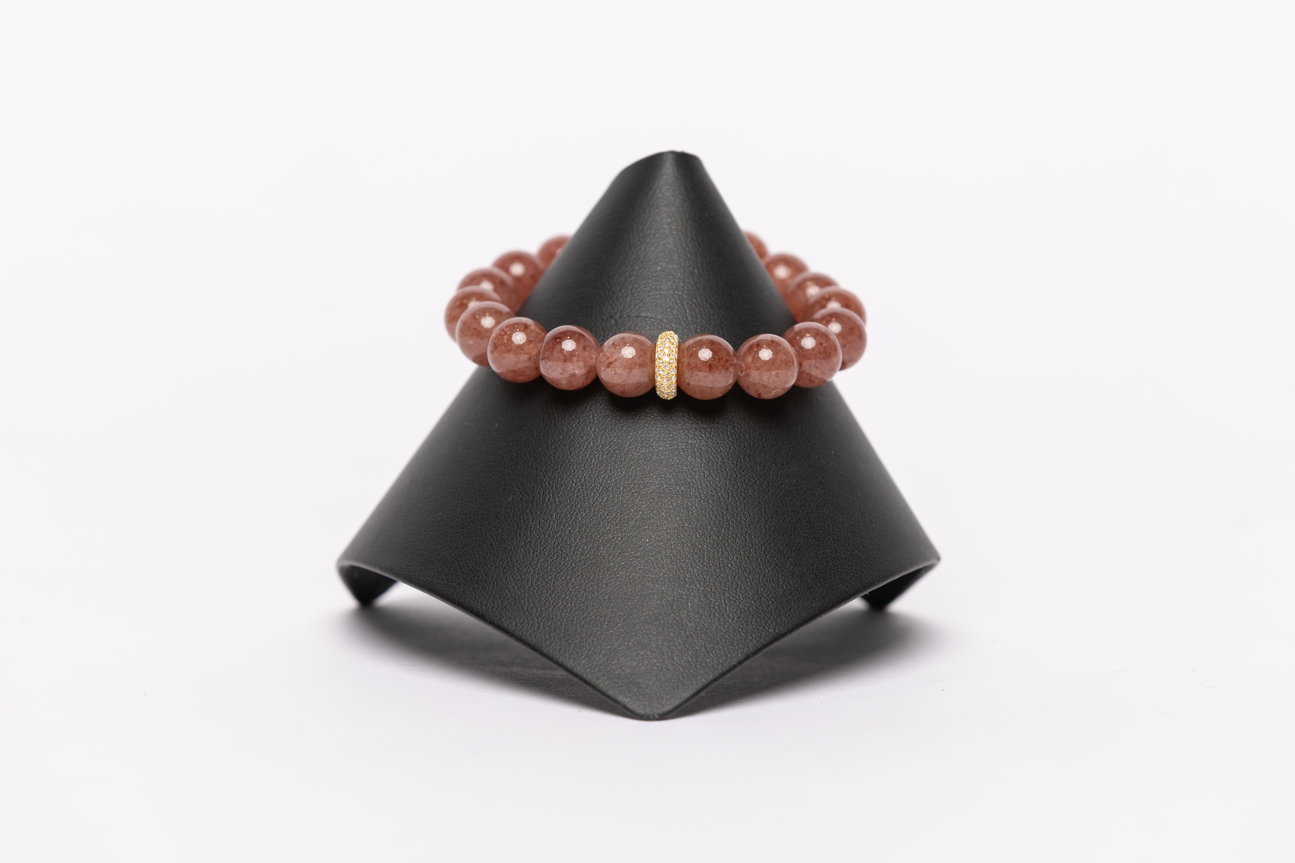 Strawberry Quartz and White Topaz Stretch Bracelet