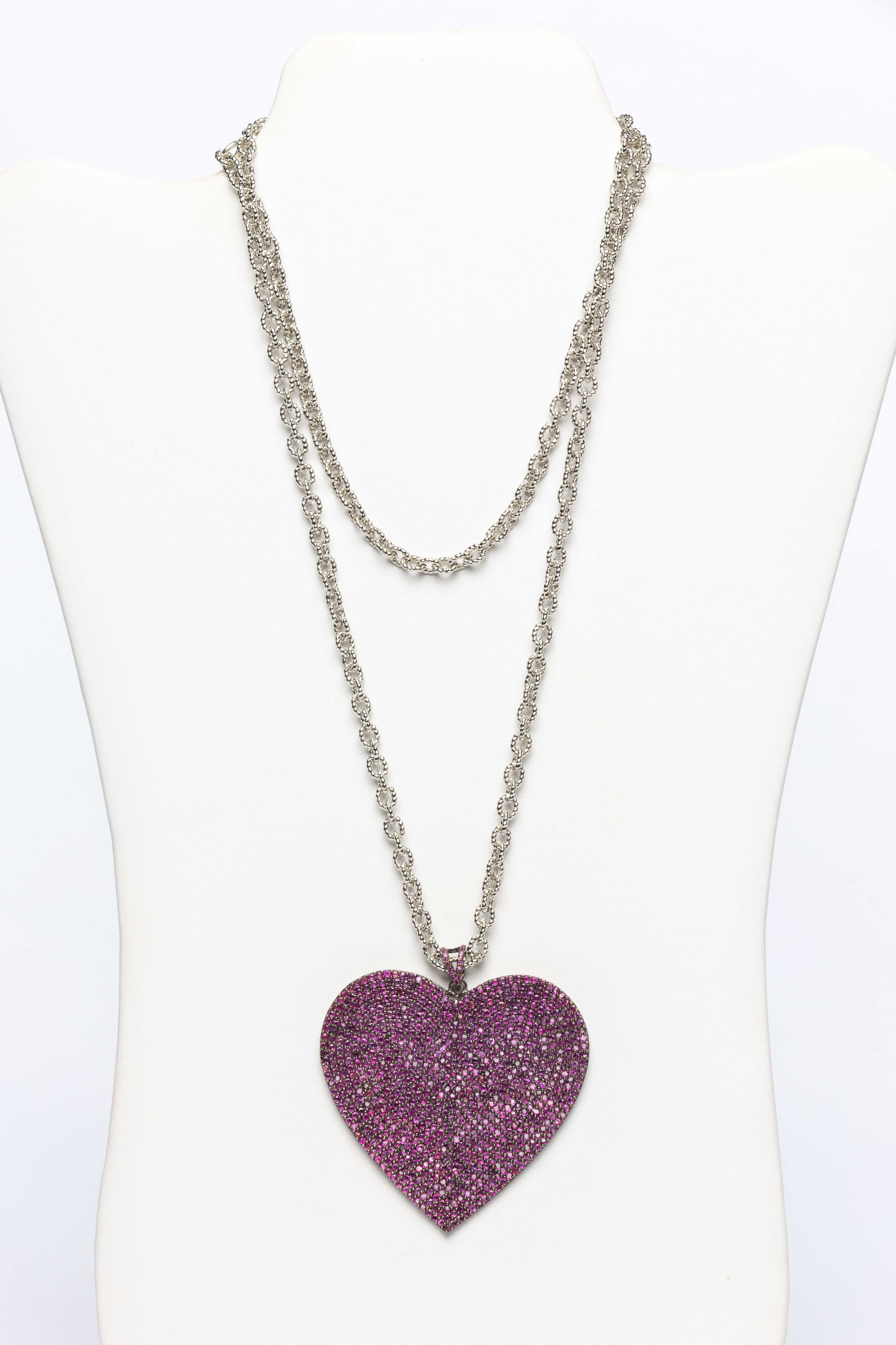 Pave Ruby Heart Necklace