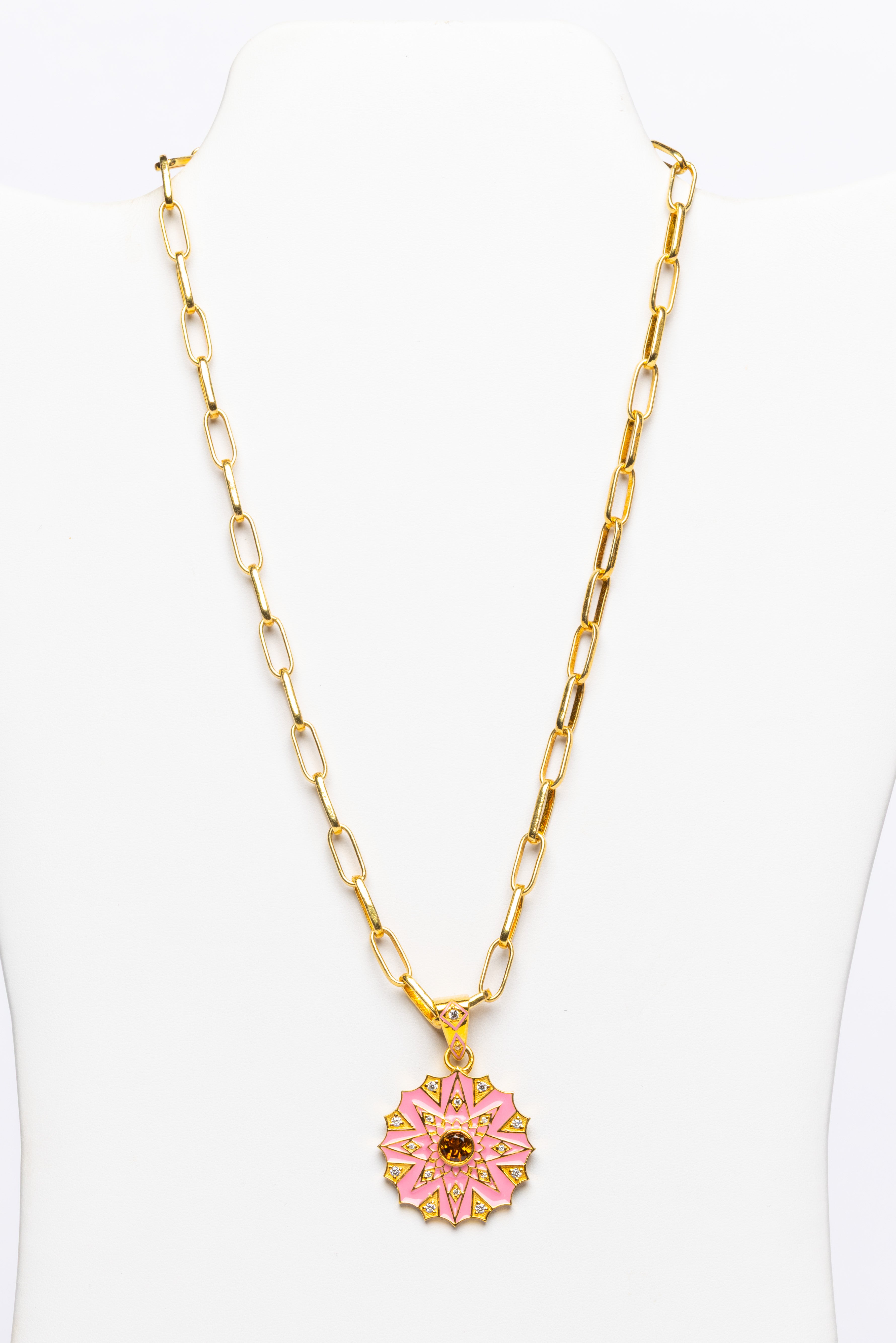 Garnet, White Topaz, Vermeil Necklace