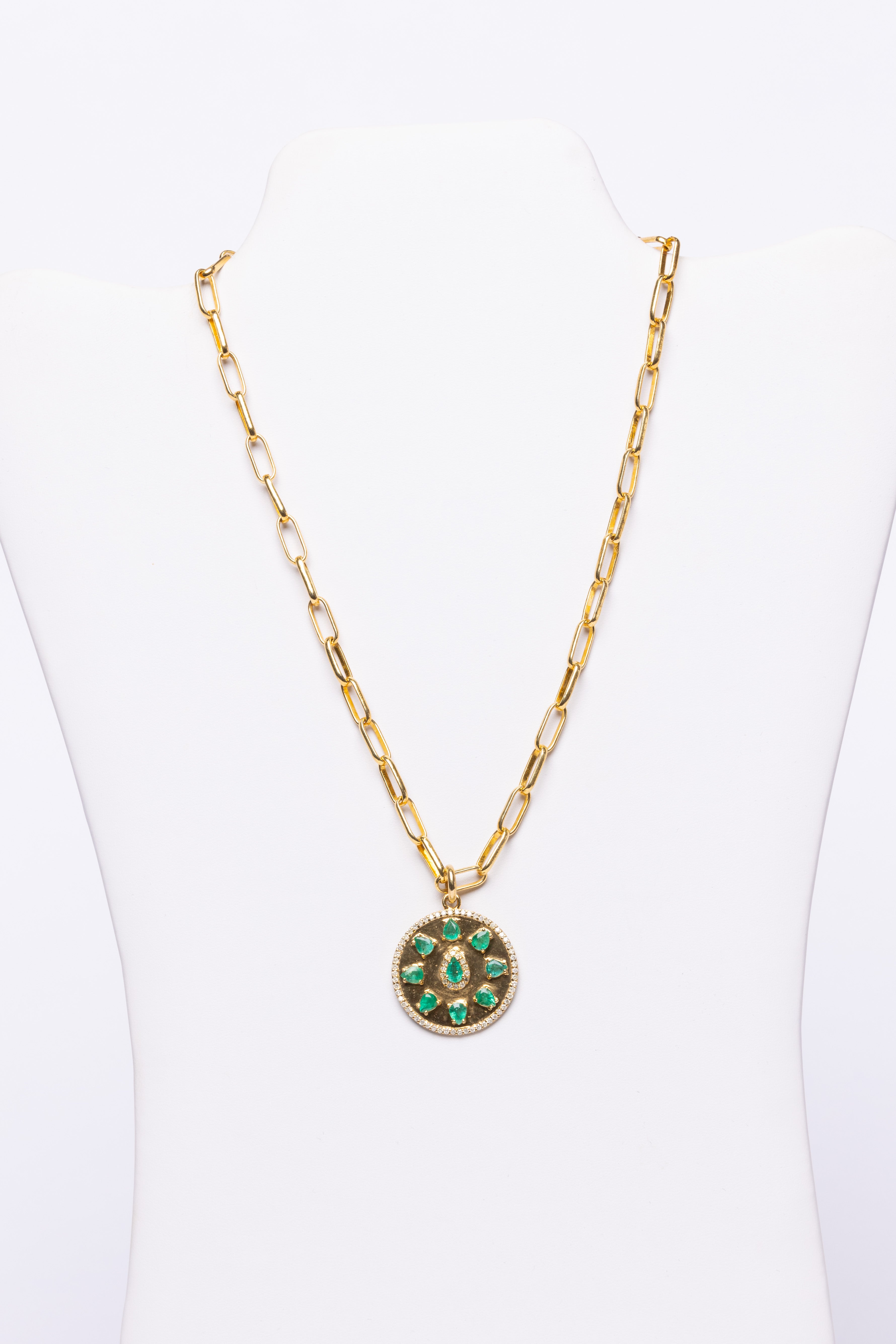Emerald, Diamond, Vermeil Necklace