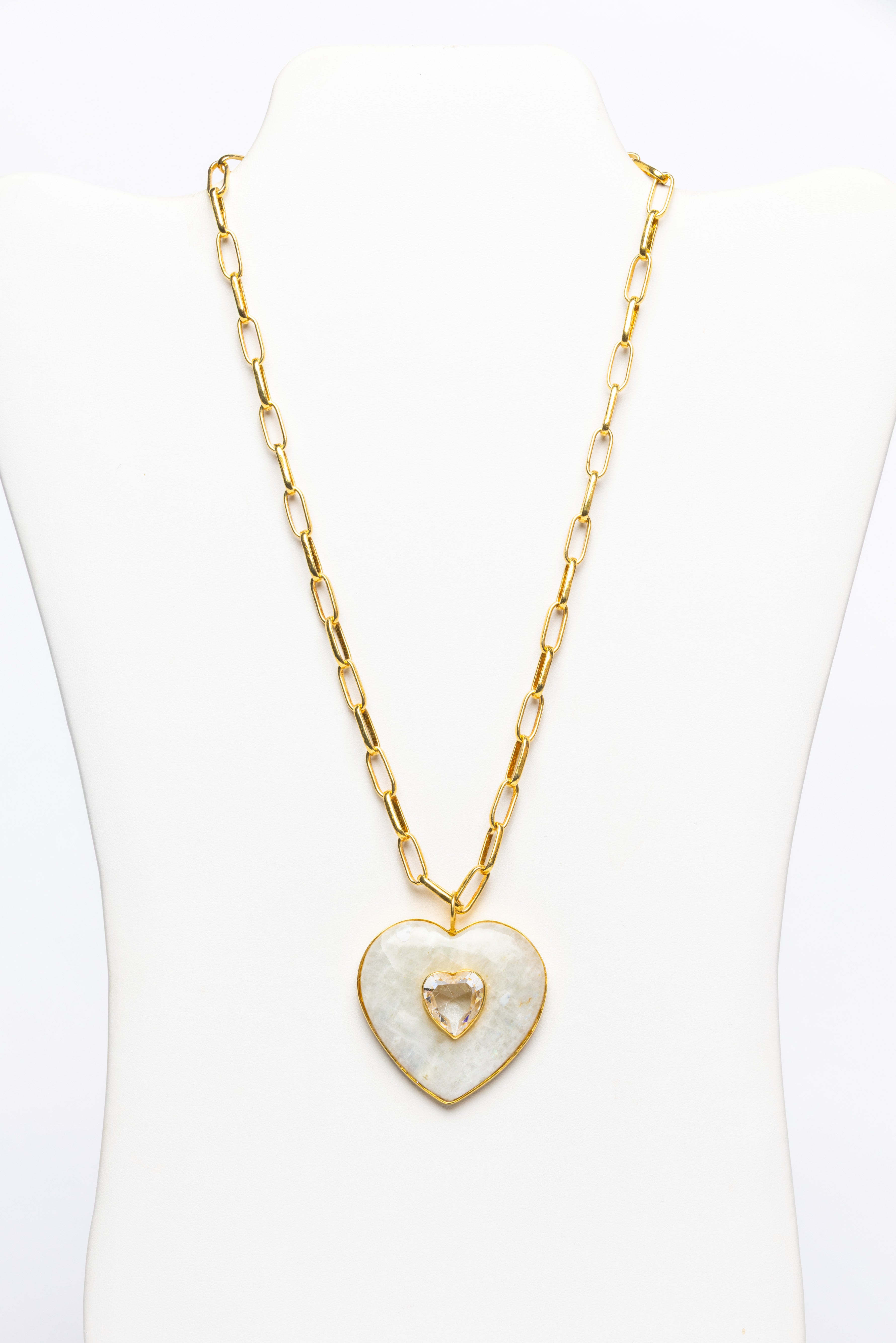 Moonstone, Rock Crystal, Vermeil Necklace