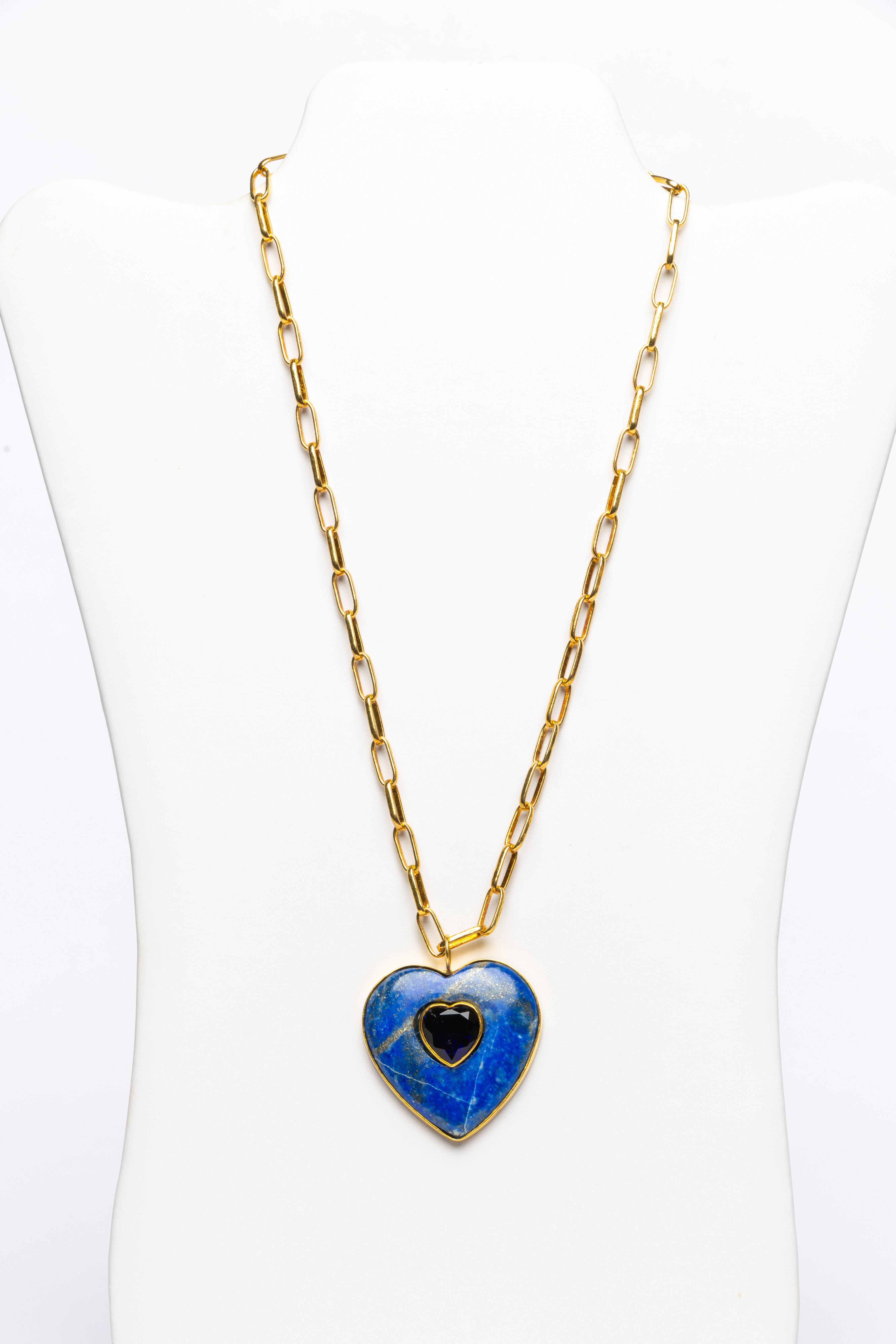 Lapis, Bue Quartz, Vermeil Necklace