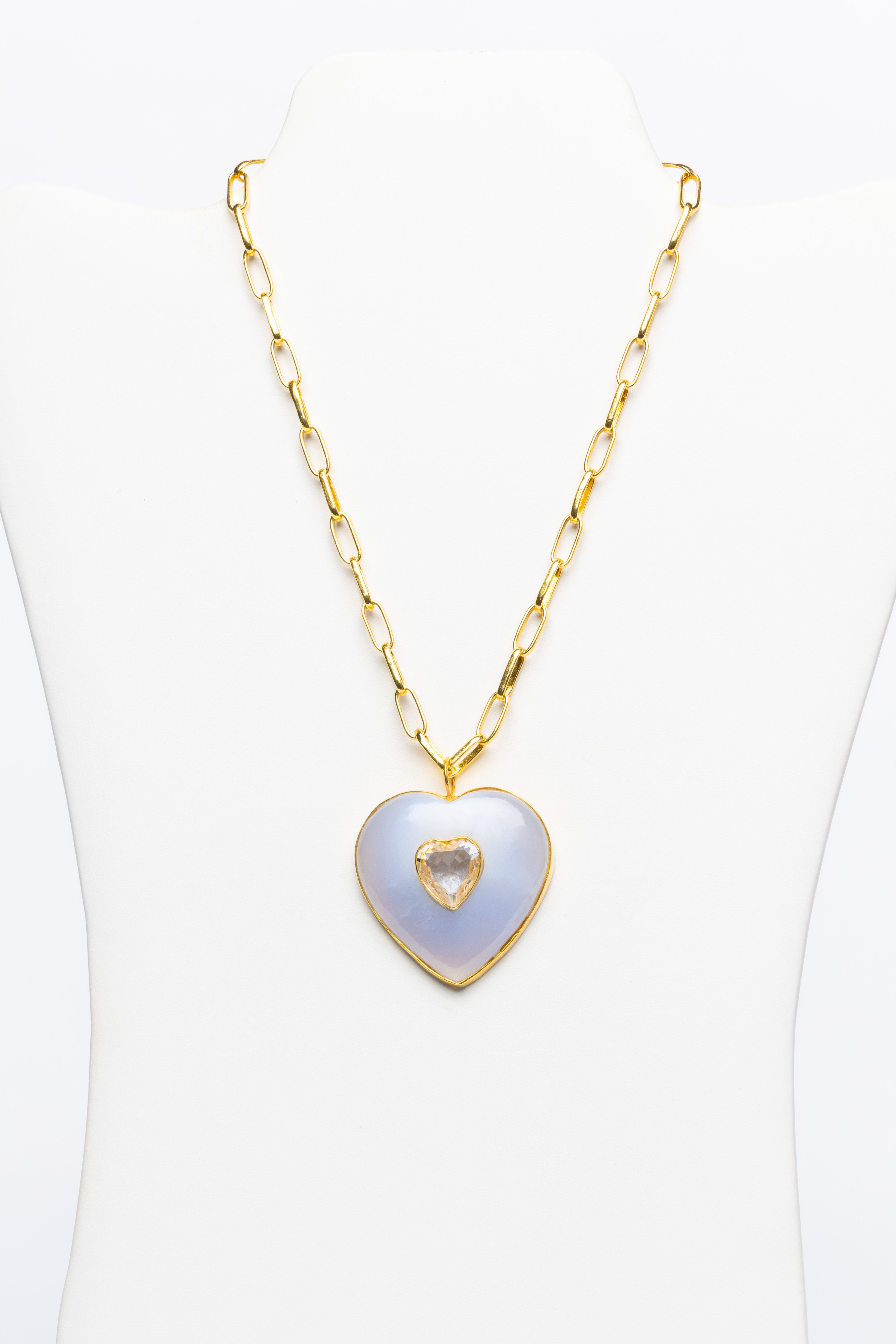 Lavender Chalcedony, Rock Crystal Vermeil Necklace