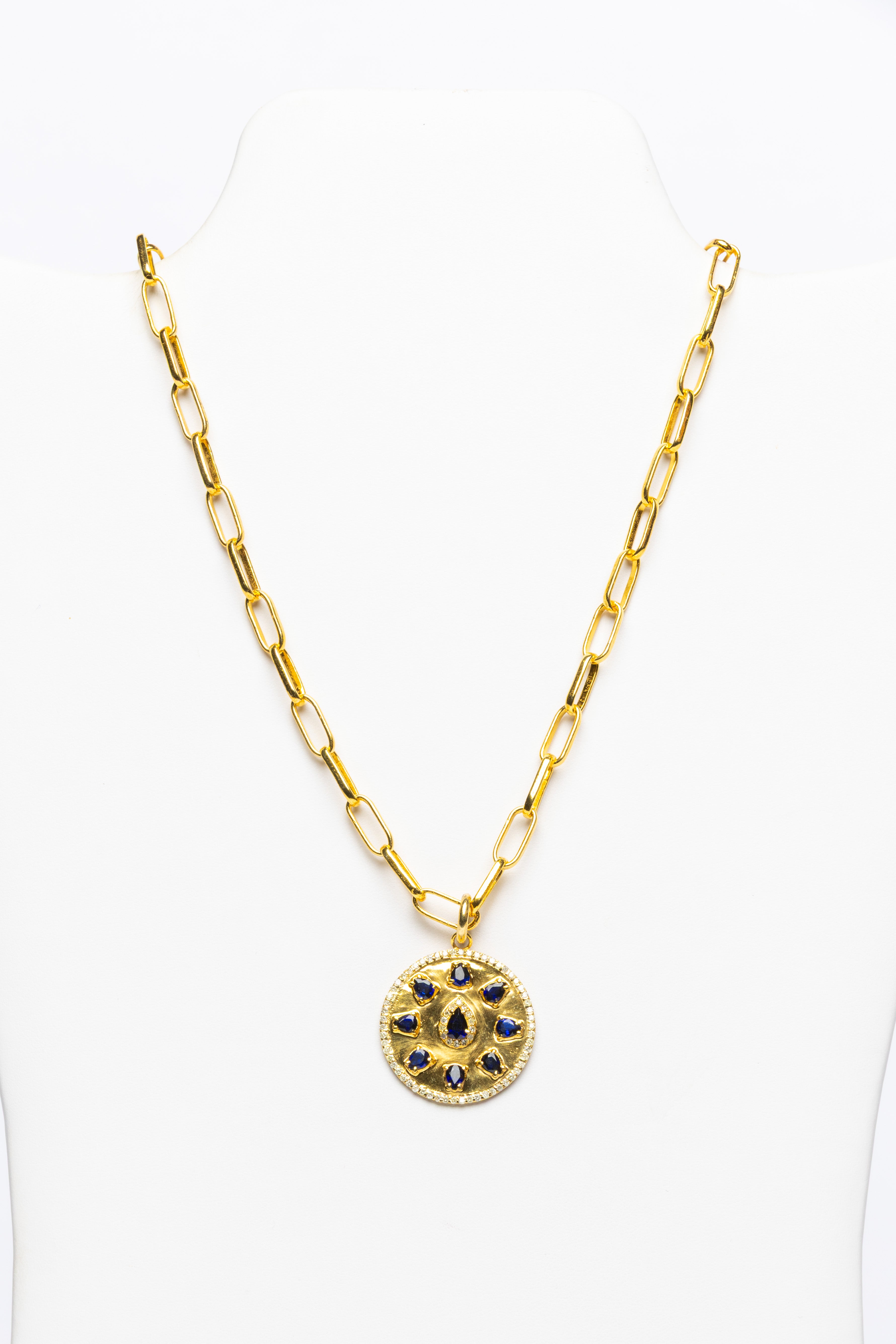 Sapphire , Diamond, Vermeil Necklace