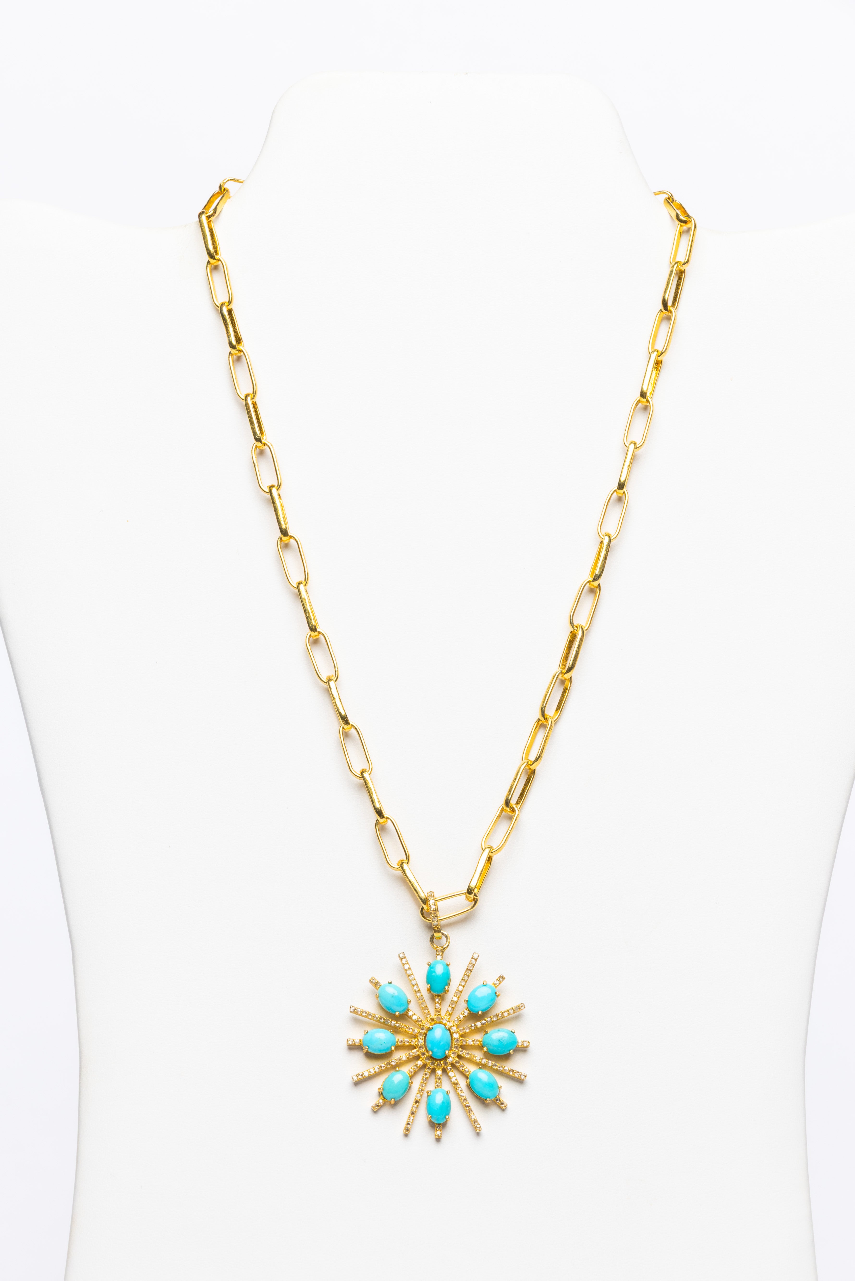 Turquoise, Diamond, Vermeil Necklace