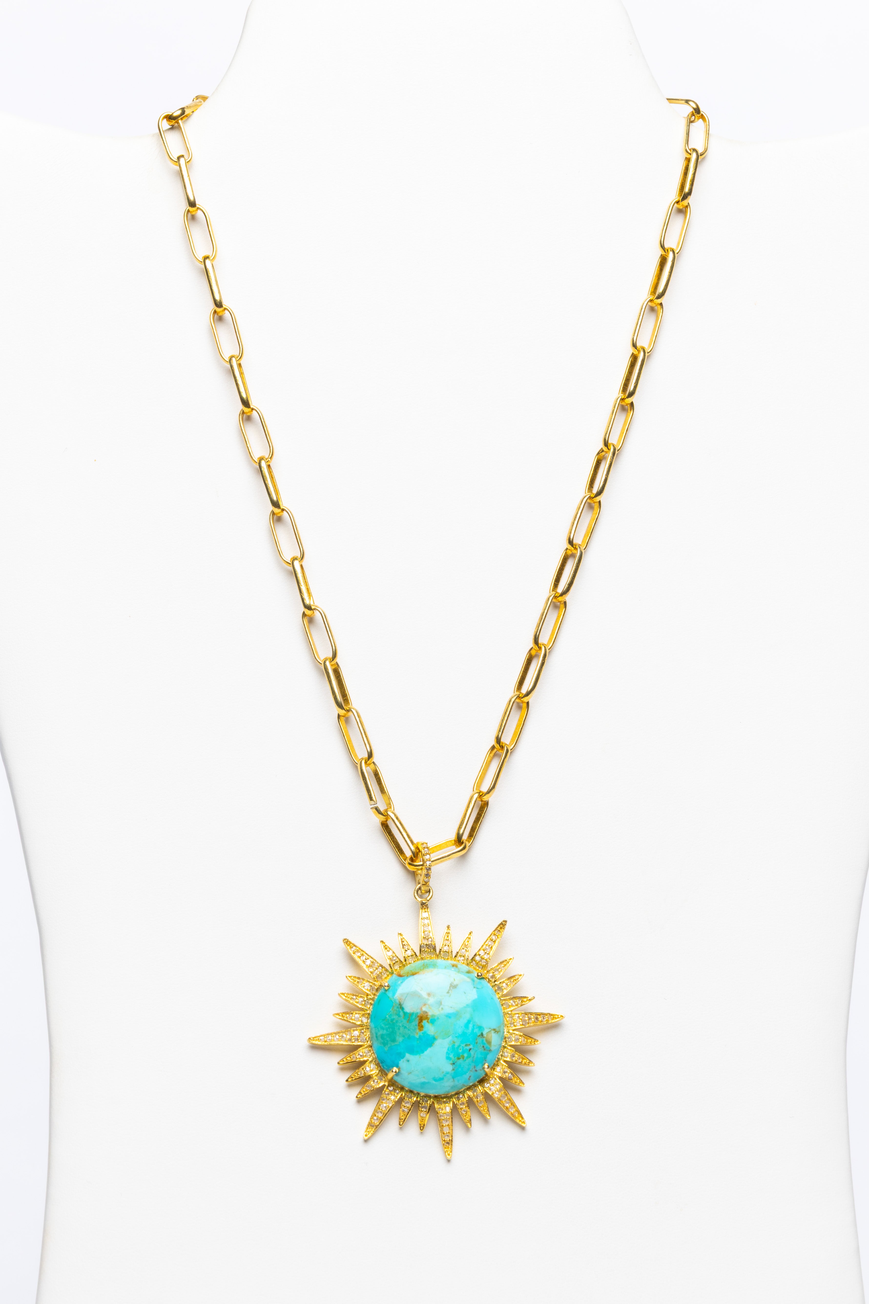 Turquoise, Vermeil, Diamond Necklace