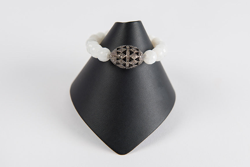 Moonstone with pave diamond bead