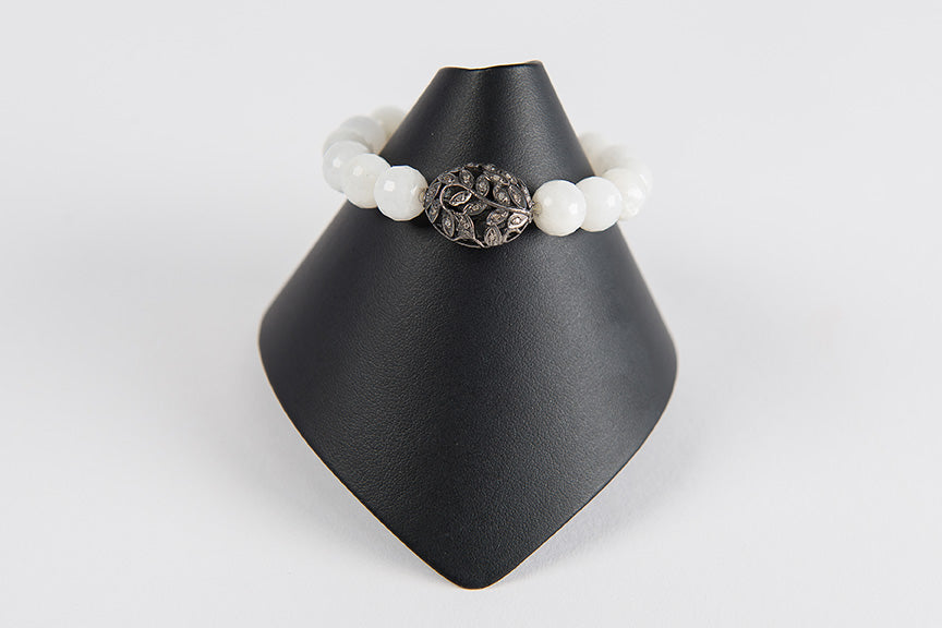 Moonstone with pave diamond bead