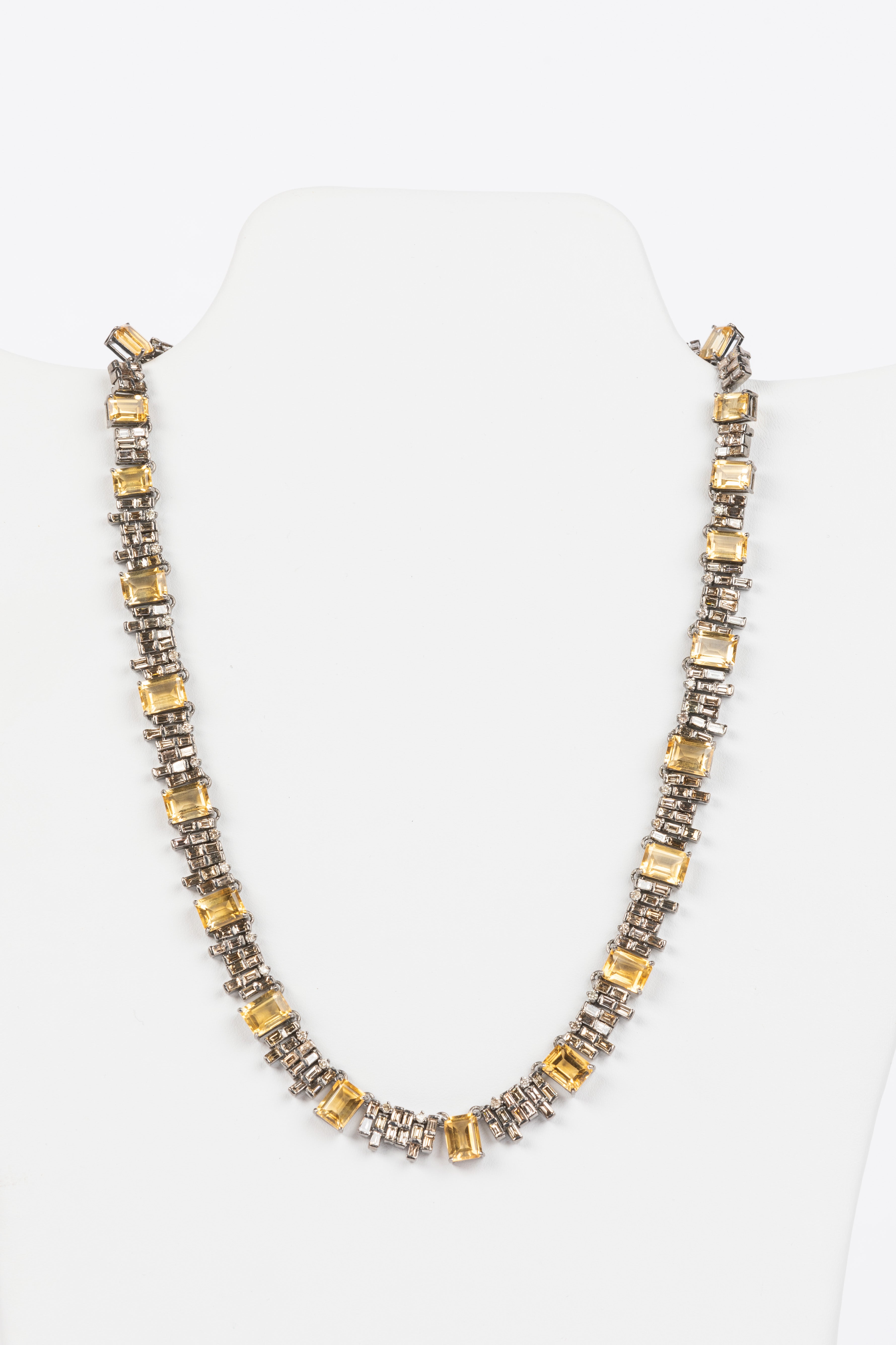 Baguette Diamond, Citrine Necklace