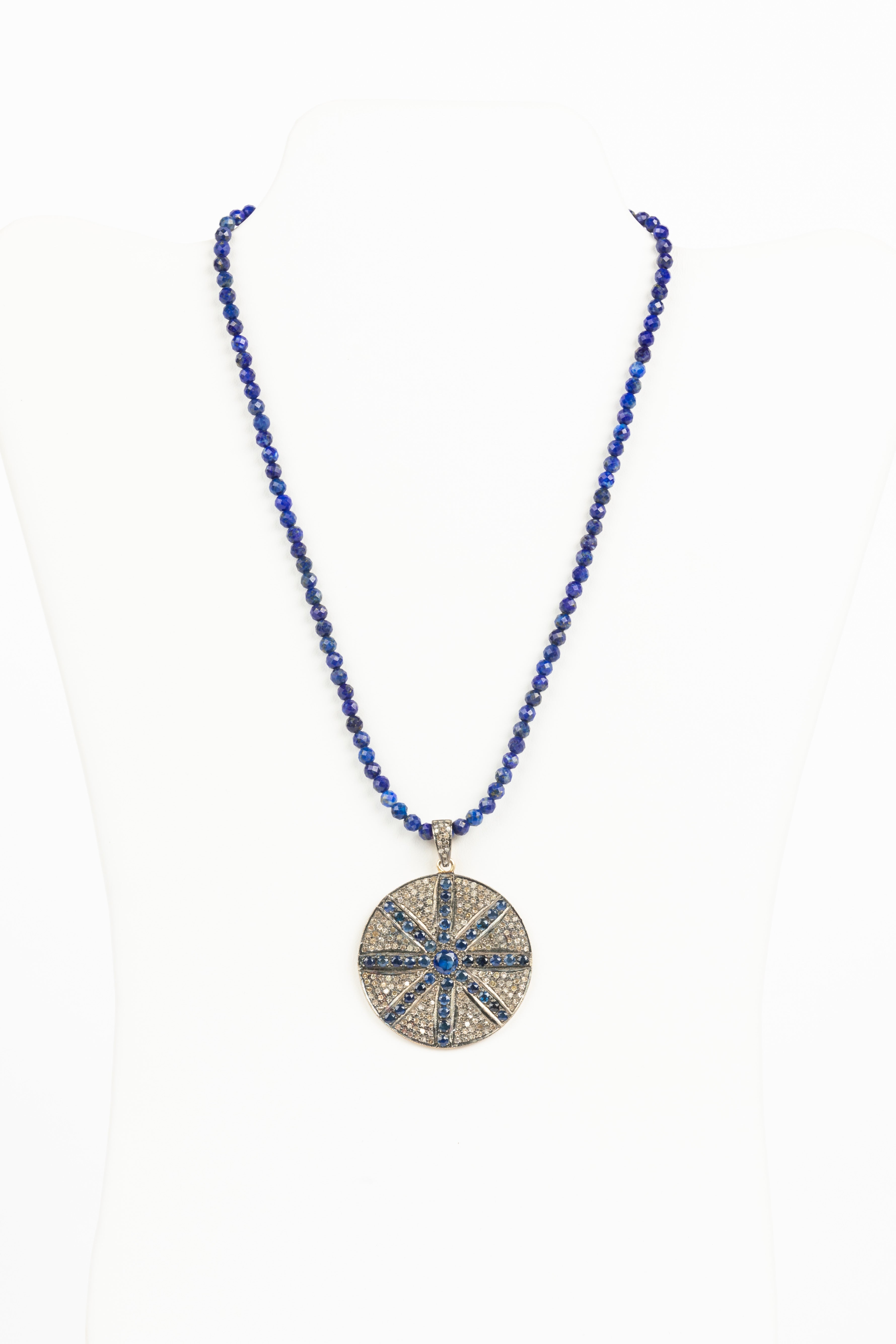Pave Diamond and Sapphire Necklace