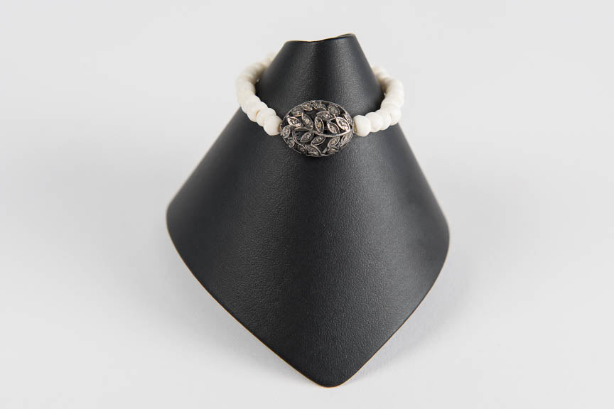 Bone with pave diamond bead