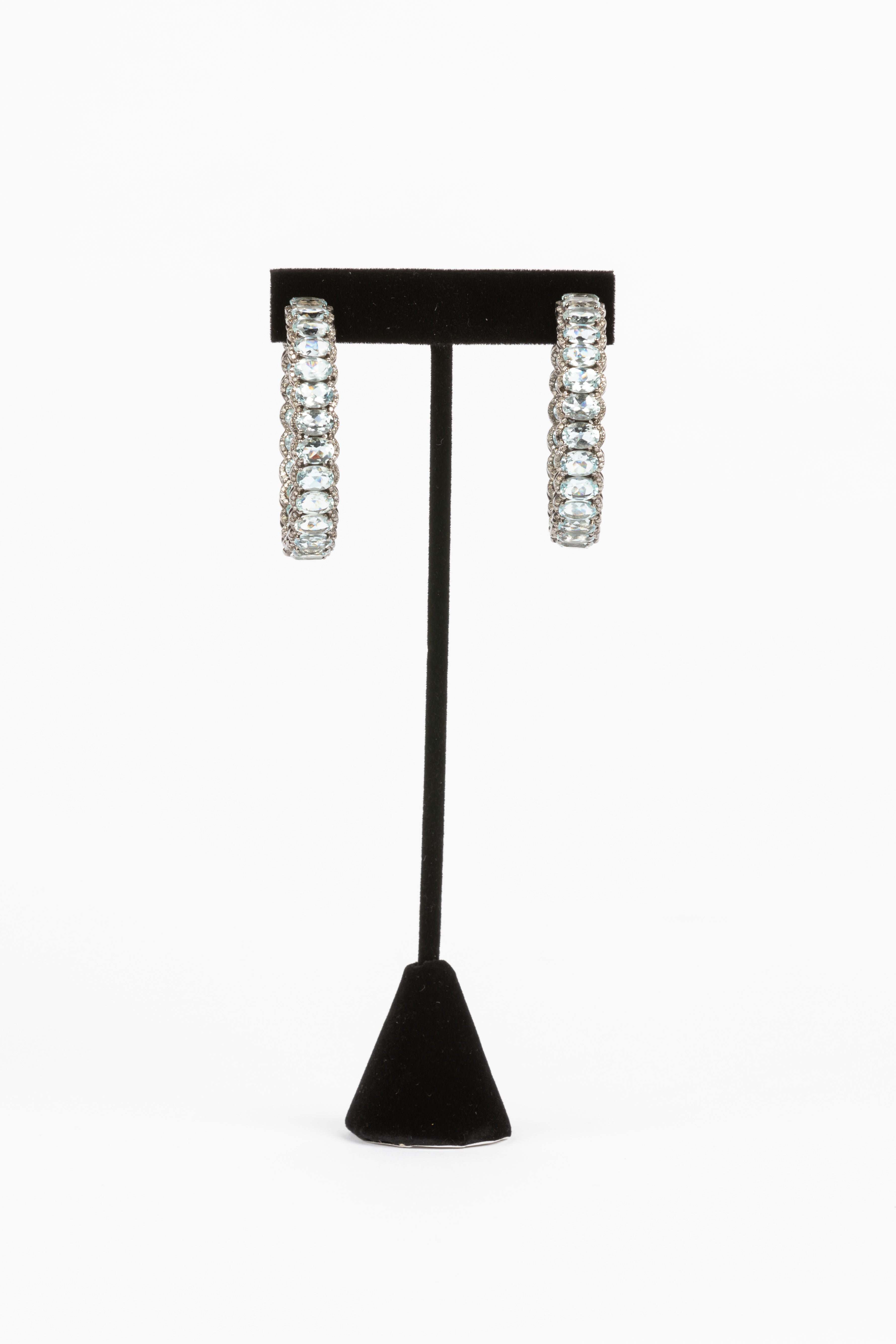 Aquamarine and Diamond Earrings