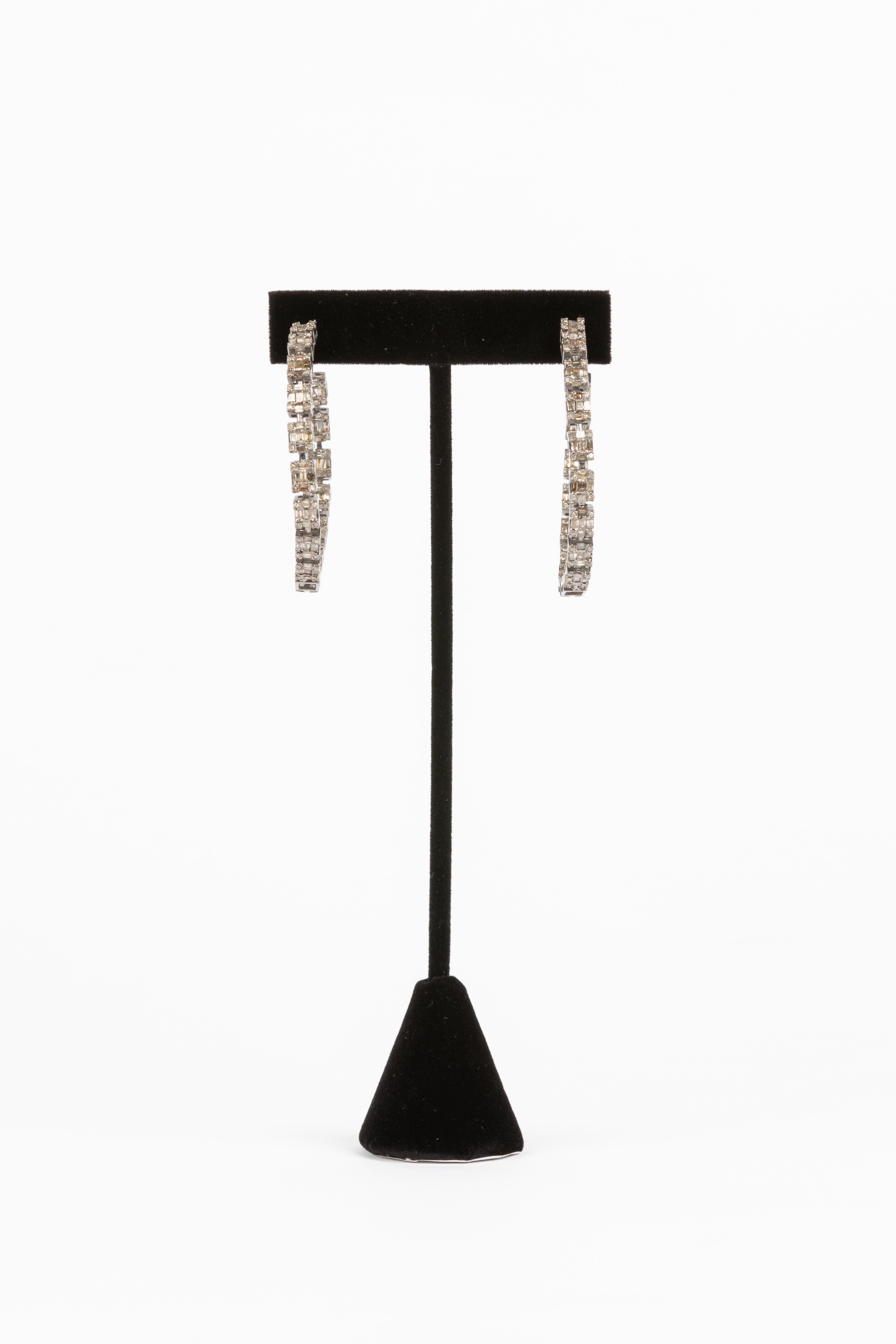 Diamond Baguette Hoop Earrings
