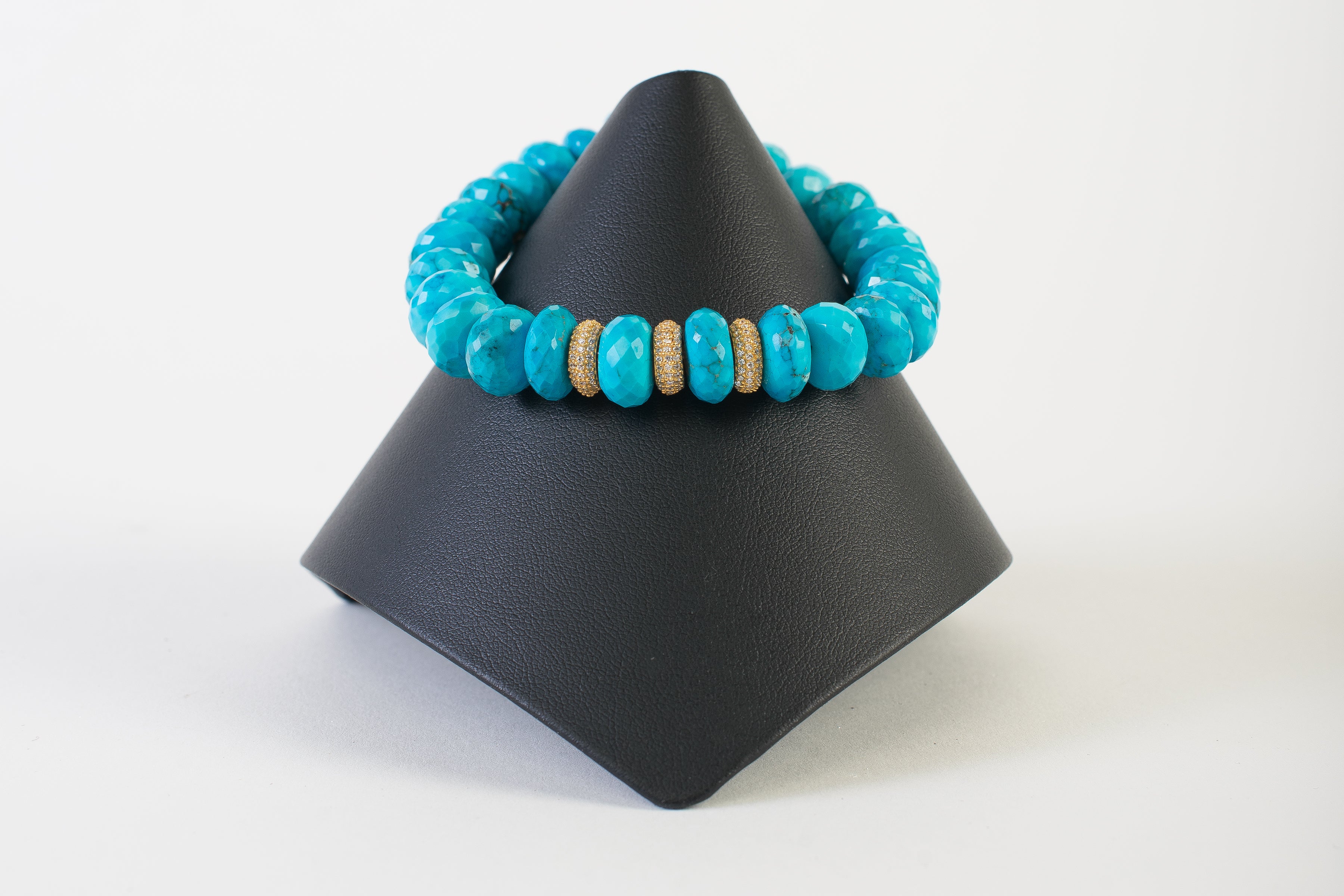 Arizona Turquoise with White Topaz Rondells
