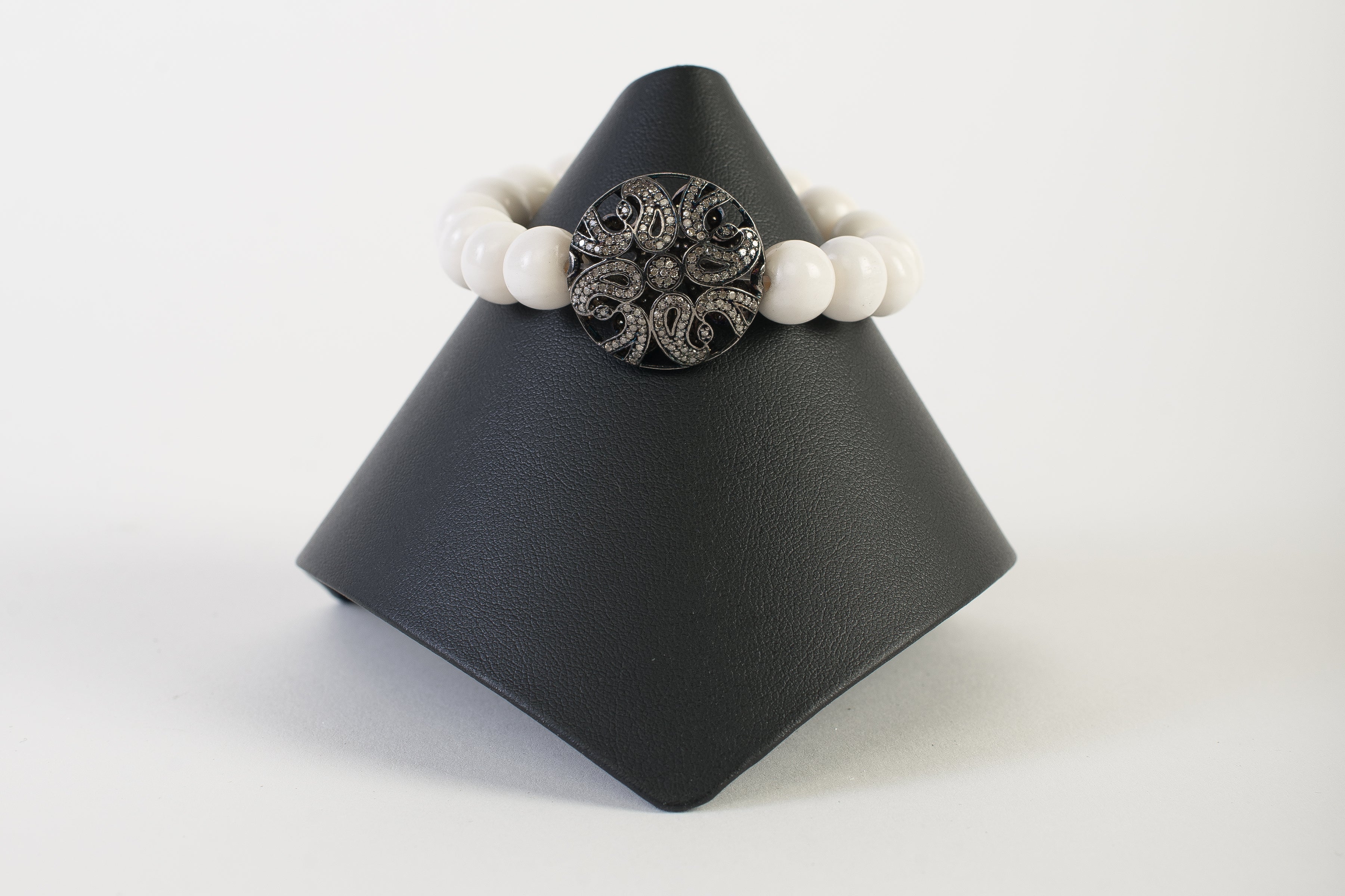 Bone with Pave Diamond Large Focal Disc