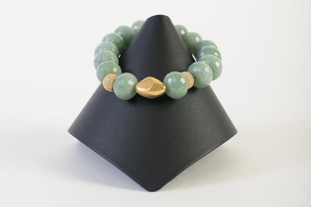 Adventurine with Vermeil and White Topaz Beads