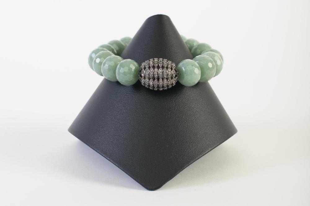 Adventurine Rondelle with White Topaz Bead