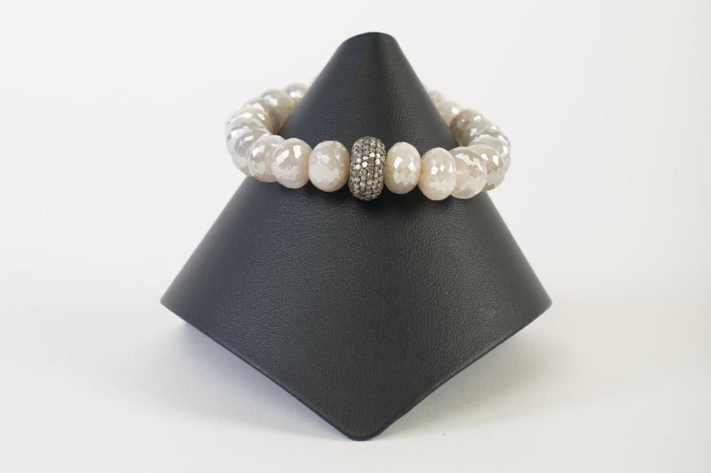 Ab Moonstone with Pave Diamond Disc