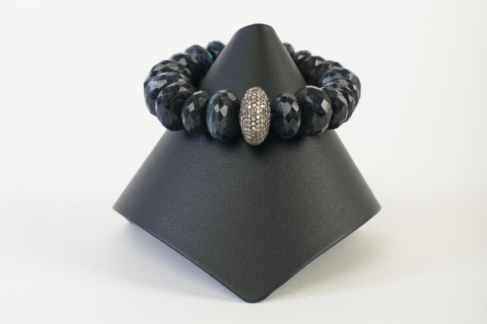 Ab Labradorite Rondelles with Pave Diamond Disc