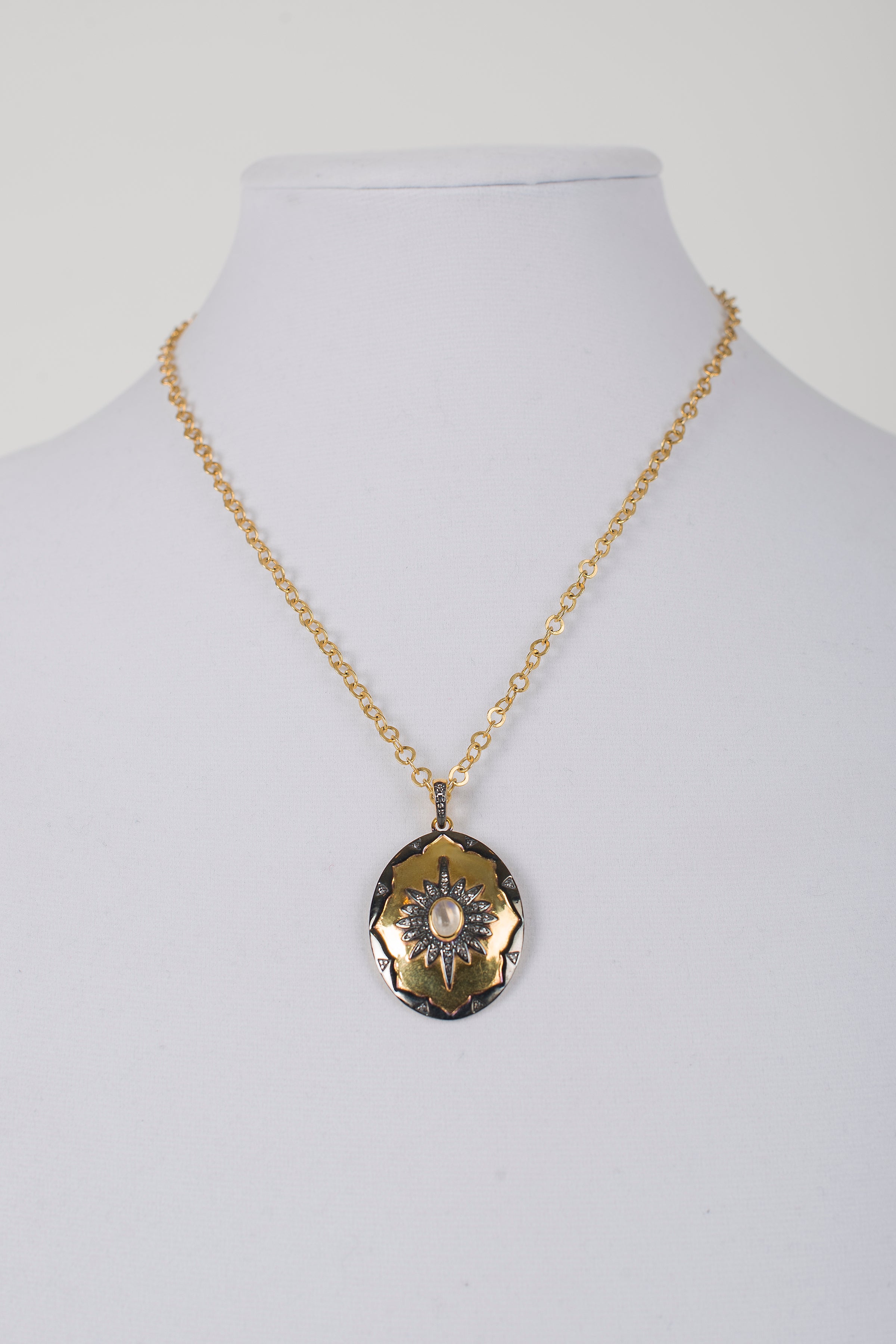 Moonstone and White Topaz Pendant on Vermeil