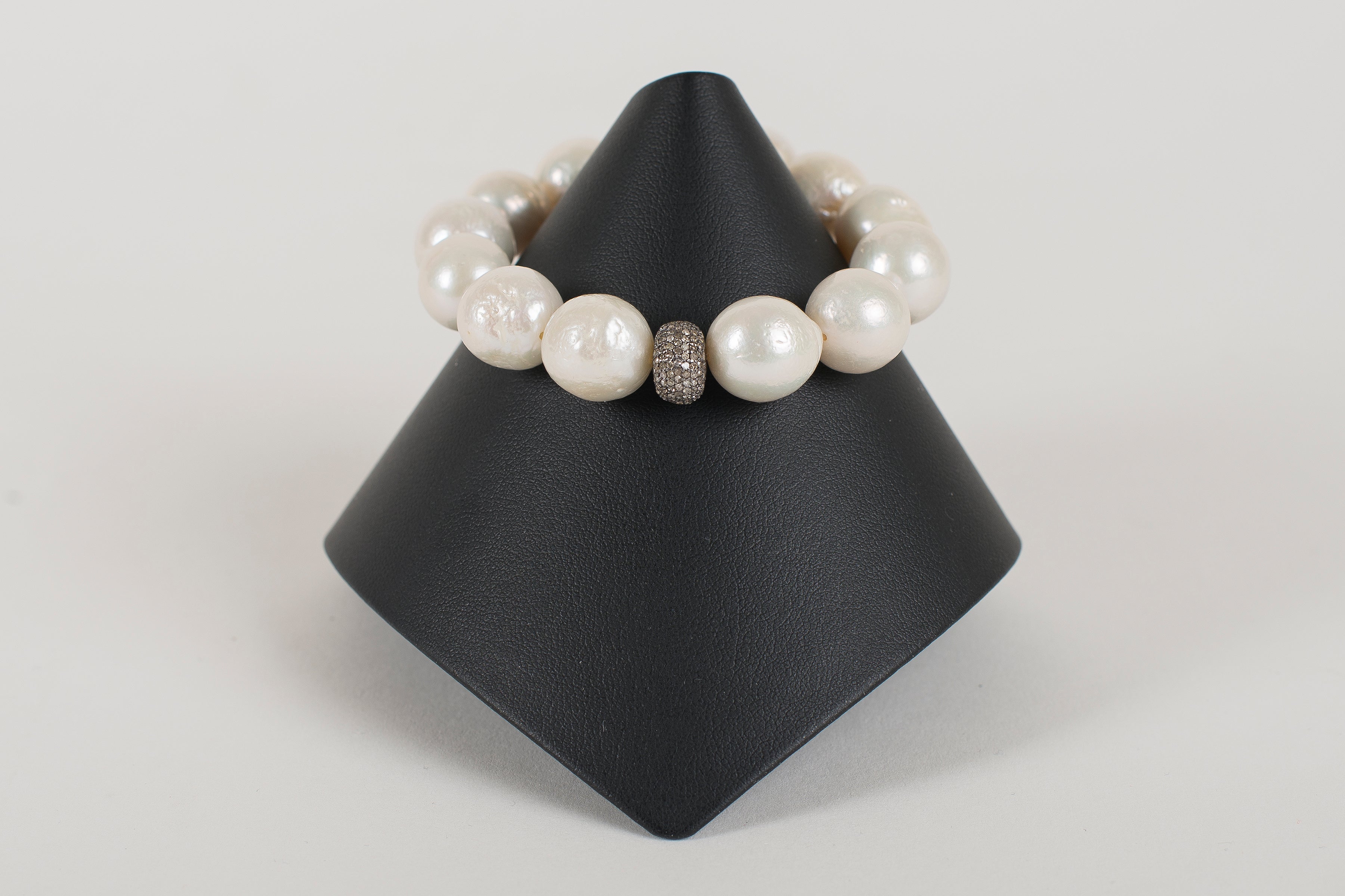 Freshwater Pearls and Pave Diamond Bead