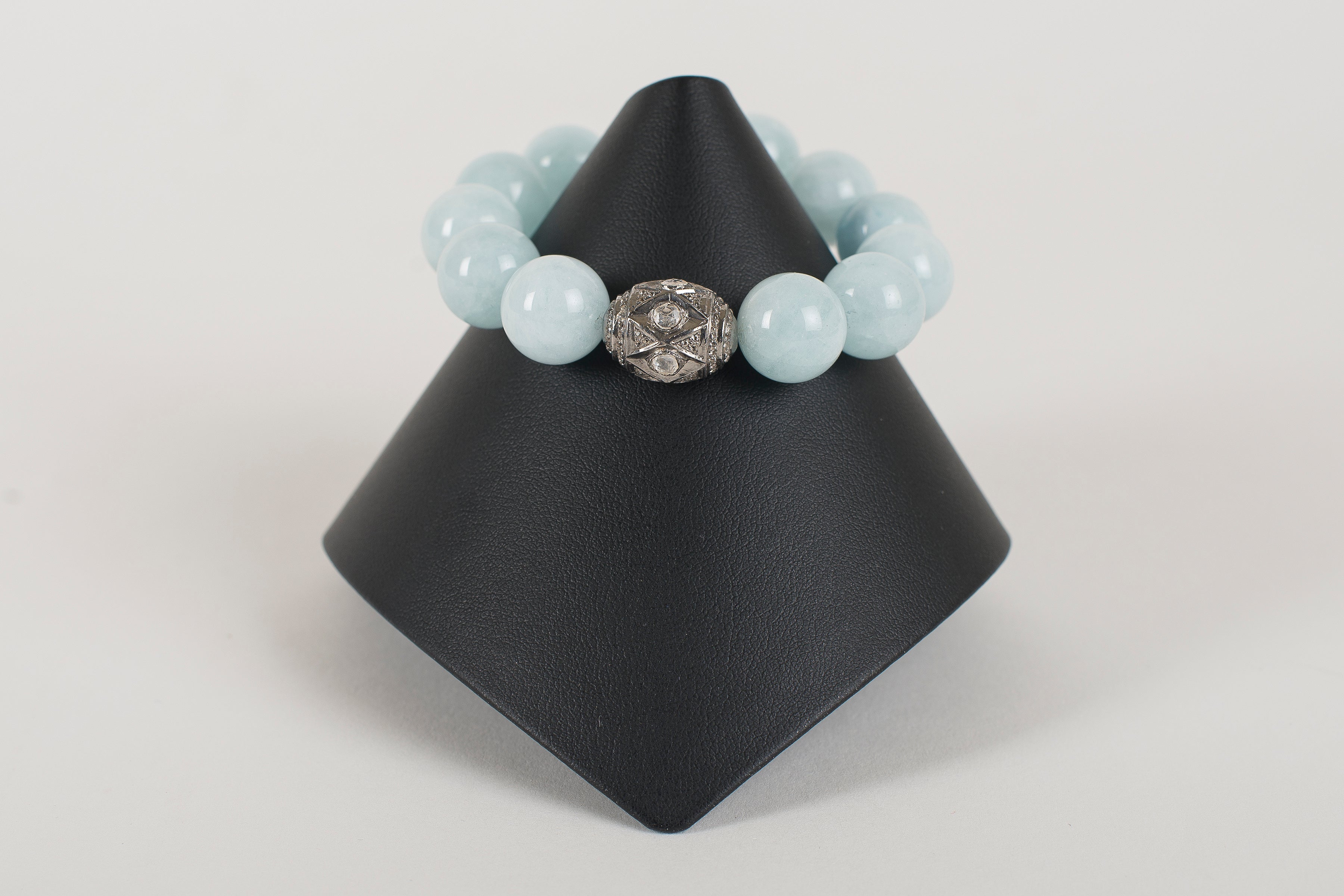 Aquamarine and White Topaz Focal Bead