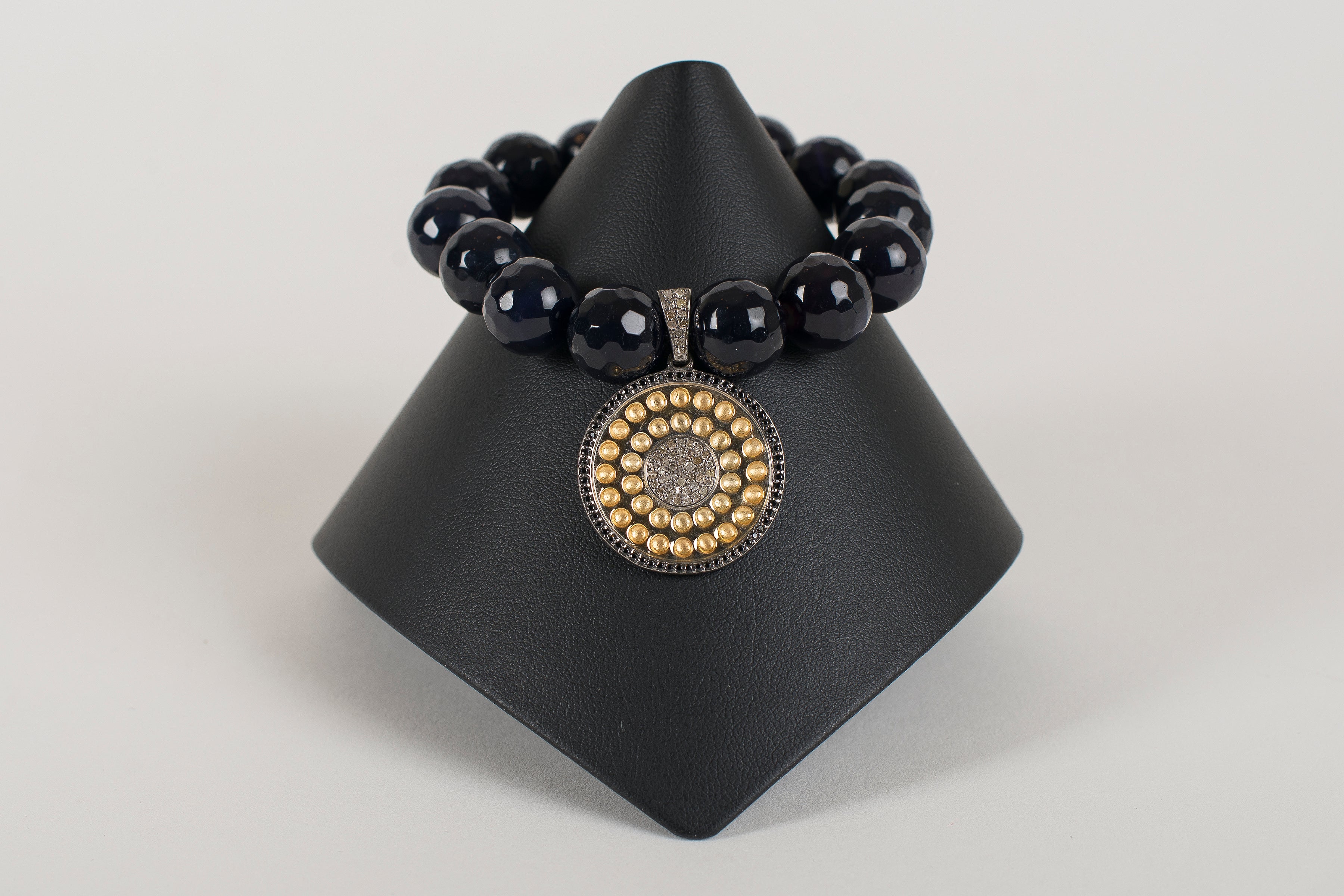 Navy Goldstone with Vermeil and Pave Diamond Large Charm