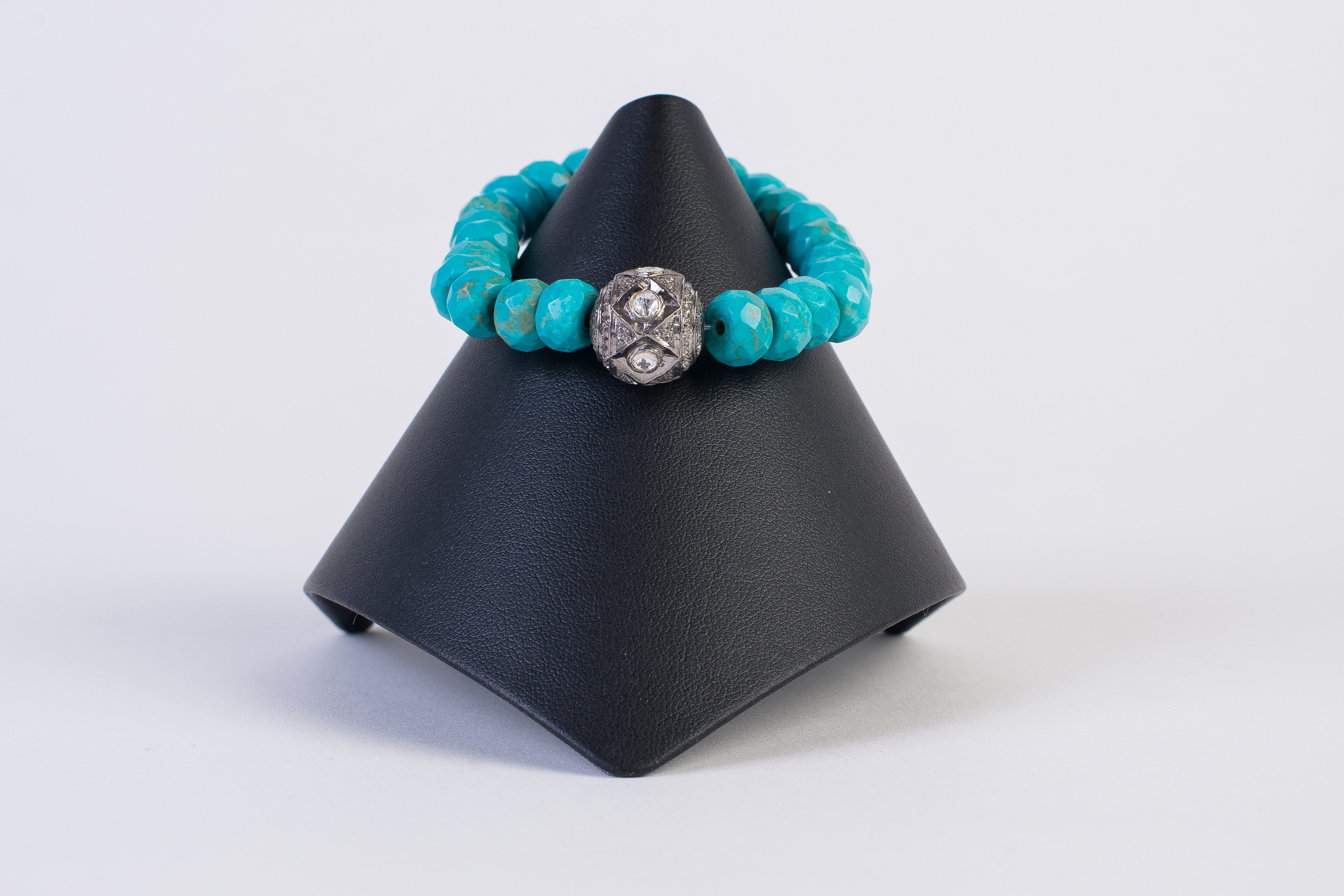 Turquoise and white topaz bracelet