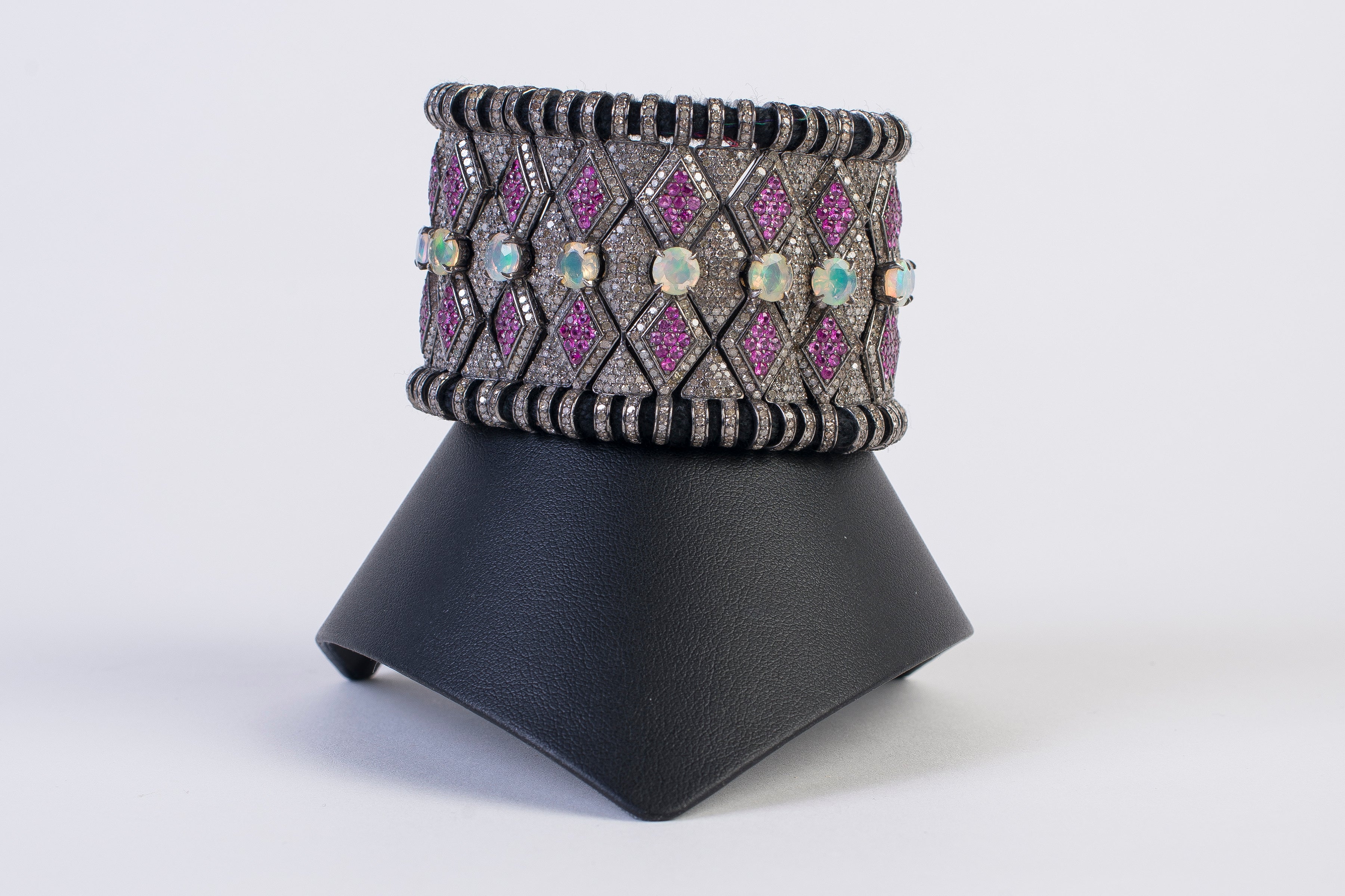 Pave Diamond ruby Opal Bracelet
